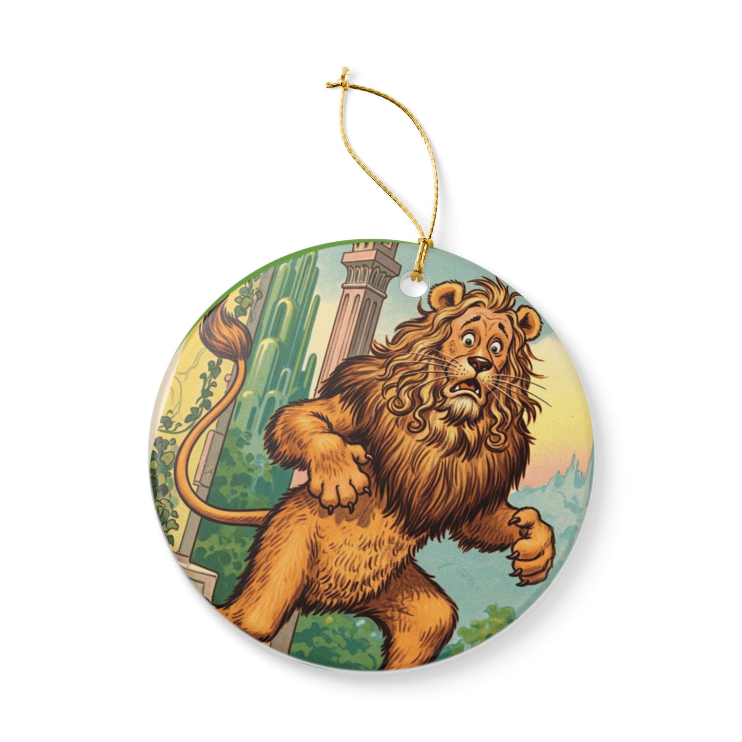 Cowardly Lion Ceramic Ornament - Wizard of Oz Decor, Unique Gift, Holiday Decoration, Office Charm, Animal Lover's Keepsake