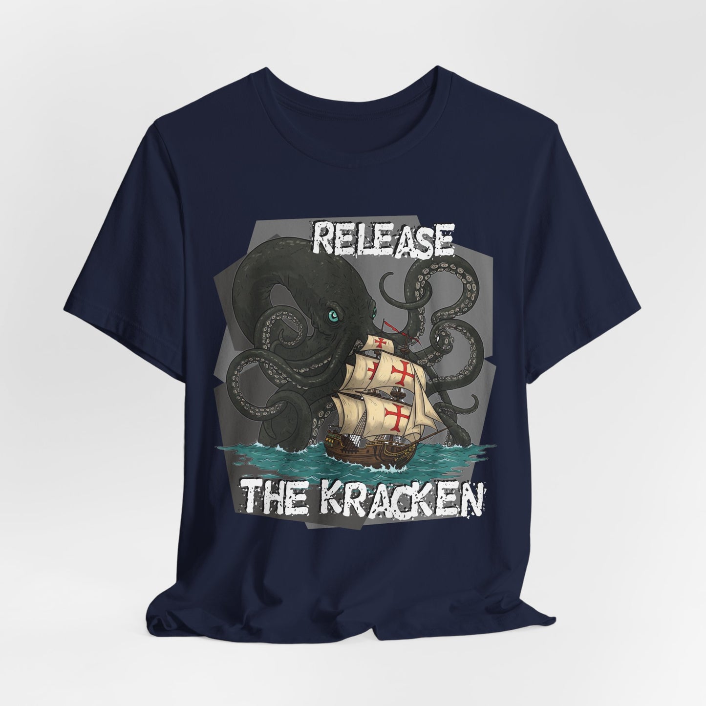 'Release The Kraken!' Tee - Unisex Short Sleeve Shirt, Nautical Tees, Pirate Fashion, Ocean Lover Gift, Funny T-Shirt, Sea Creature Shirt, Great for Gamers - Schmartypants