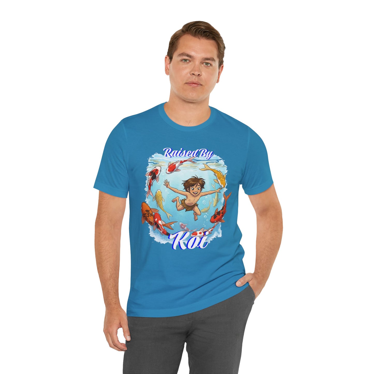 'Raised By Koi; Unisex Jersey Tee - Funny Graphic Tee for Aquatic Lovers, Cute Gift for Birthdays, Casual Wear, Summer Fashion, Relaxed Style - Schmartypants