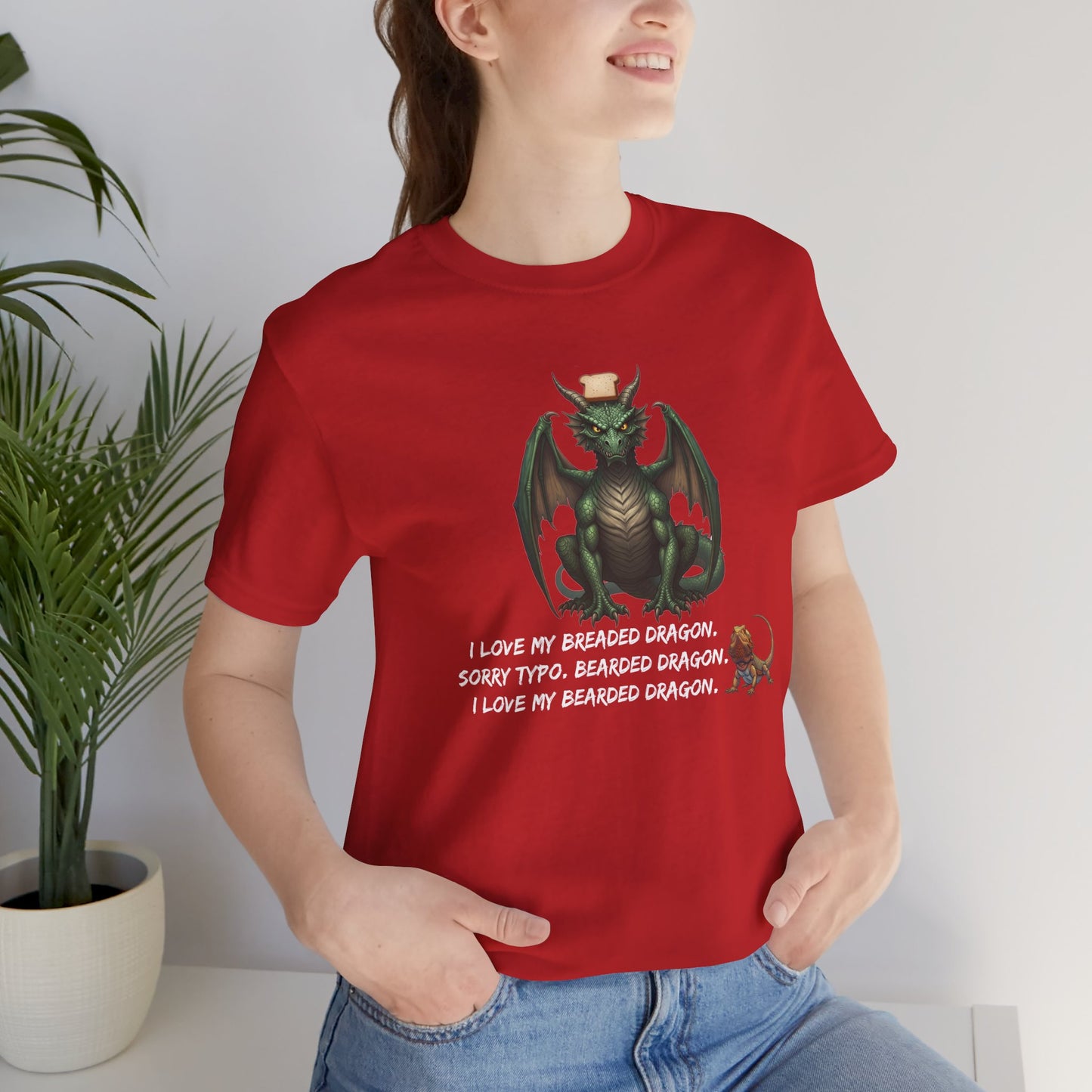Funny Bearded Dragon Typo Unisex Tee, I Love Breaded Dragons Sorry Typo, Bearded Dragon Shirt, Pet Owner Gift, Reptile Lover Shirt, Dragon
