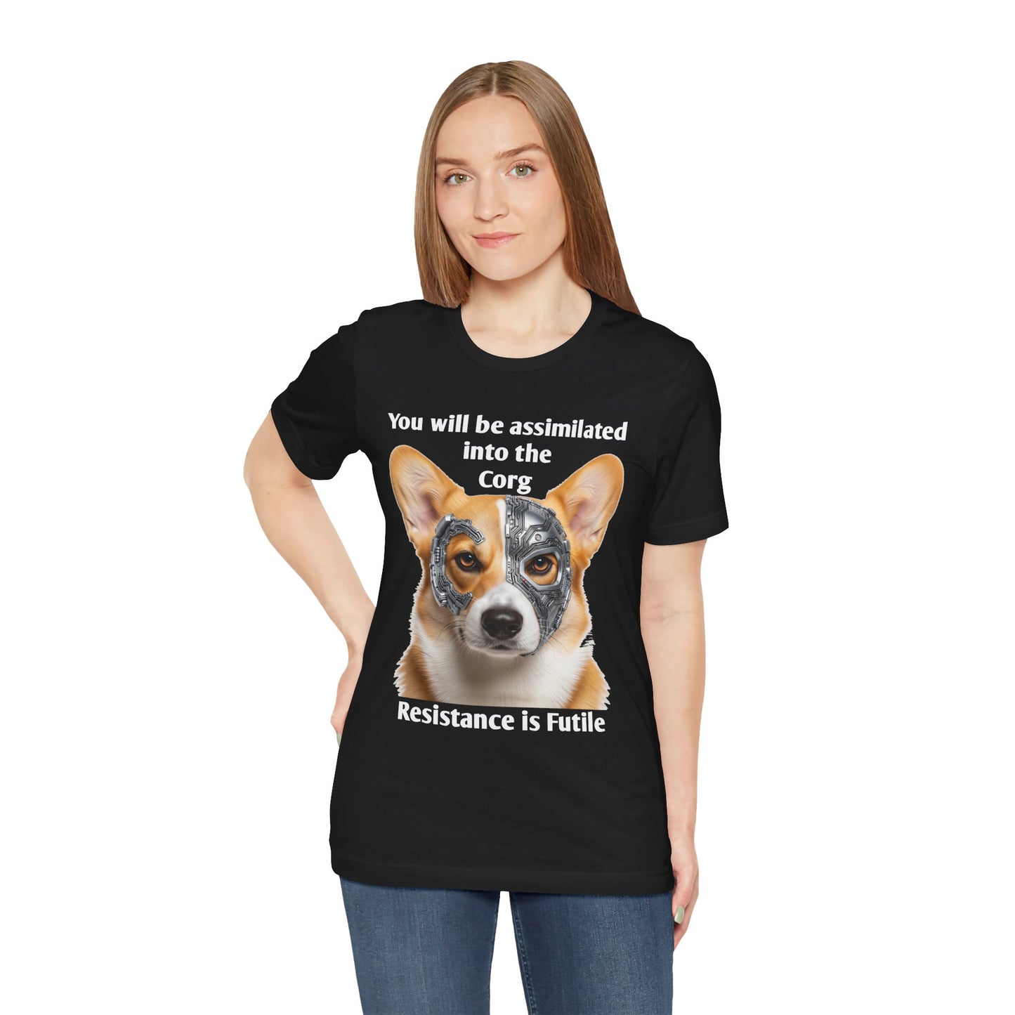 Star Trek Corgi Unisex Tee, Borg Implants, Resistance is Futile, Funny Gift for Corgi Lovers, Trekkies, Trekkie Conventions, Dog Park