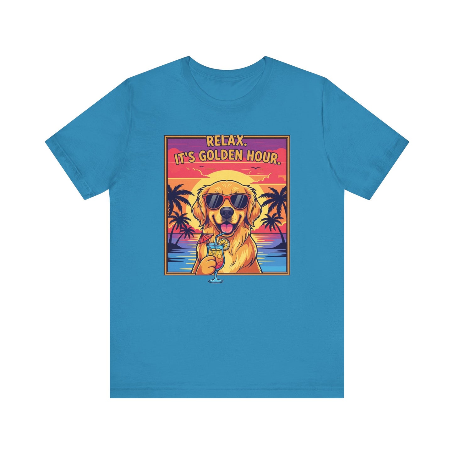 Golden Hour Golden Retriever Tee - Relax It's Golden Hour Shirt, Dog Lover Gift, Summer Vibes Tee, Vacation Outfit, Funny Pet Shirt