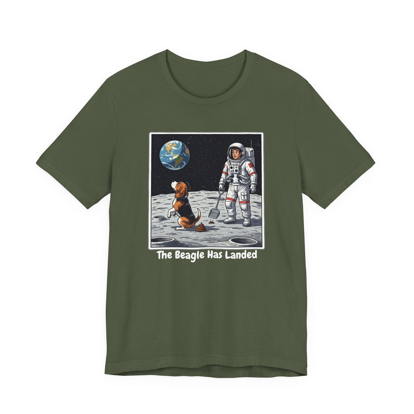 Funny Beagle Moon Landing Tee - "The Beagle Has Landed" Graphic, Pooper Scooping Astronaut Shirt, Unisex Casual T-Shirt, Cool Pet Gift