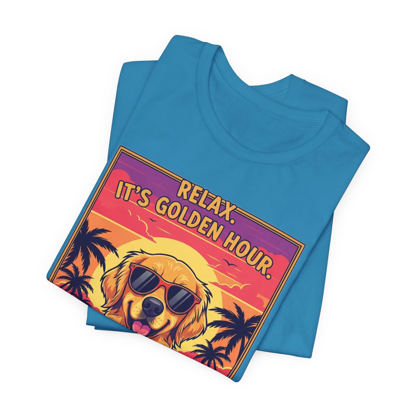 Golden Hour Golden Retriever Tee - Relax It's Golden Hour Shirt, Dog Lover Gift, Summer Vibes Tee, Vacation Outfit, Funny Pet Shirt