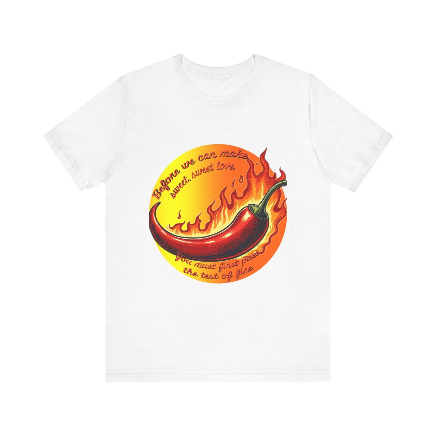 Spicy Love Graphic Tee - Funny Unisex Jersey T-Shirt for Couples - Chili Pepper Humor - Schmartypants