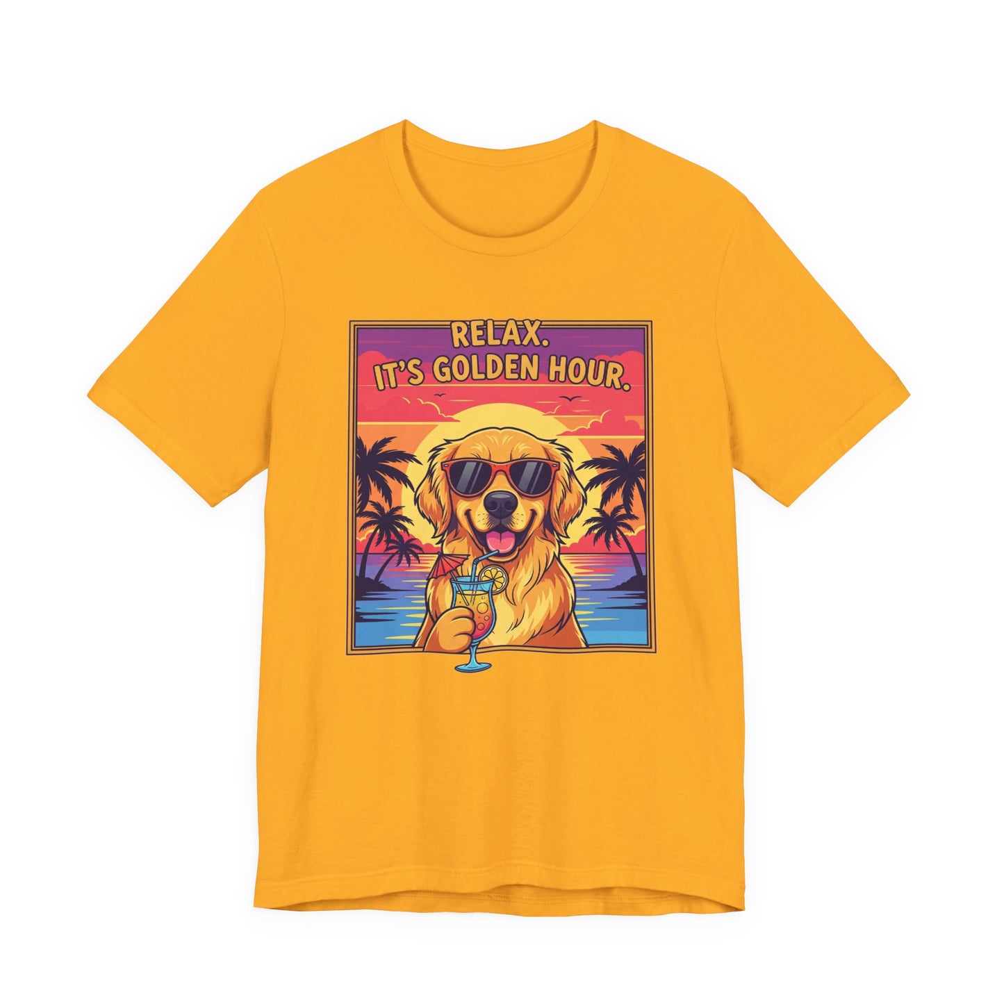 Golden Hour Golden Retriever Tee - Relax It's Golden Hour Shirt, Dog Lover Gift, Summer Vibes Tee, Vacation Outfit, Funny Pet Shirt