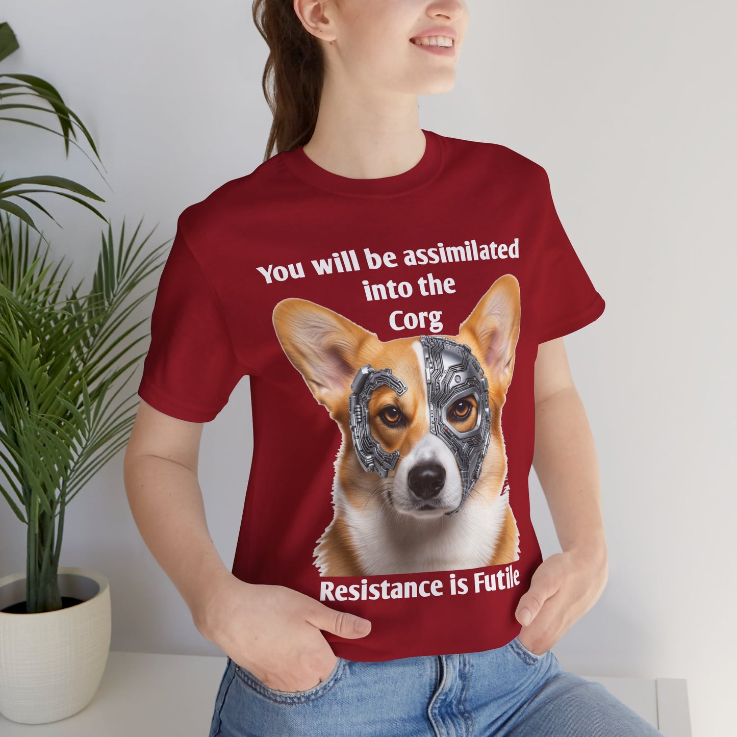 Star Trek Corgi Unisex Tee, Borg Implants, Resistance is Futile, Funny Gift for Corgi Lovers, Trekkies, Trekkie Conventions, Dog Park