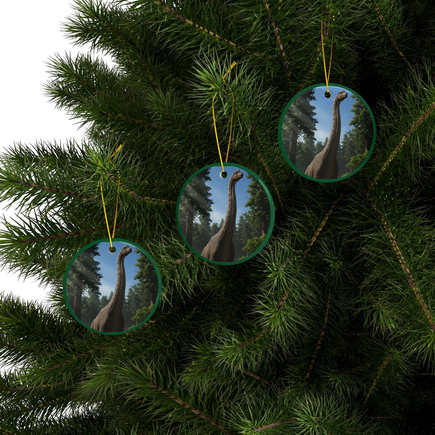 Brachiosaurus Dinosaur Ceramic Ornaments, Eco-Friendly Holiday Decor, Gifts for Kids, Tree Decorations, Two-Sided Prints