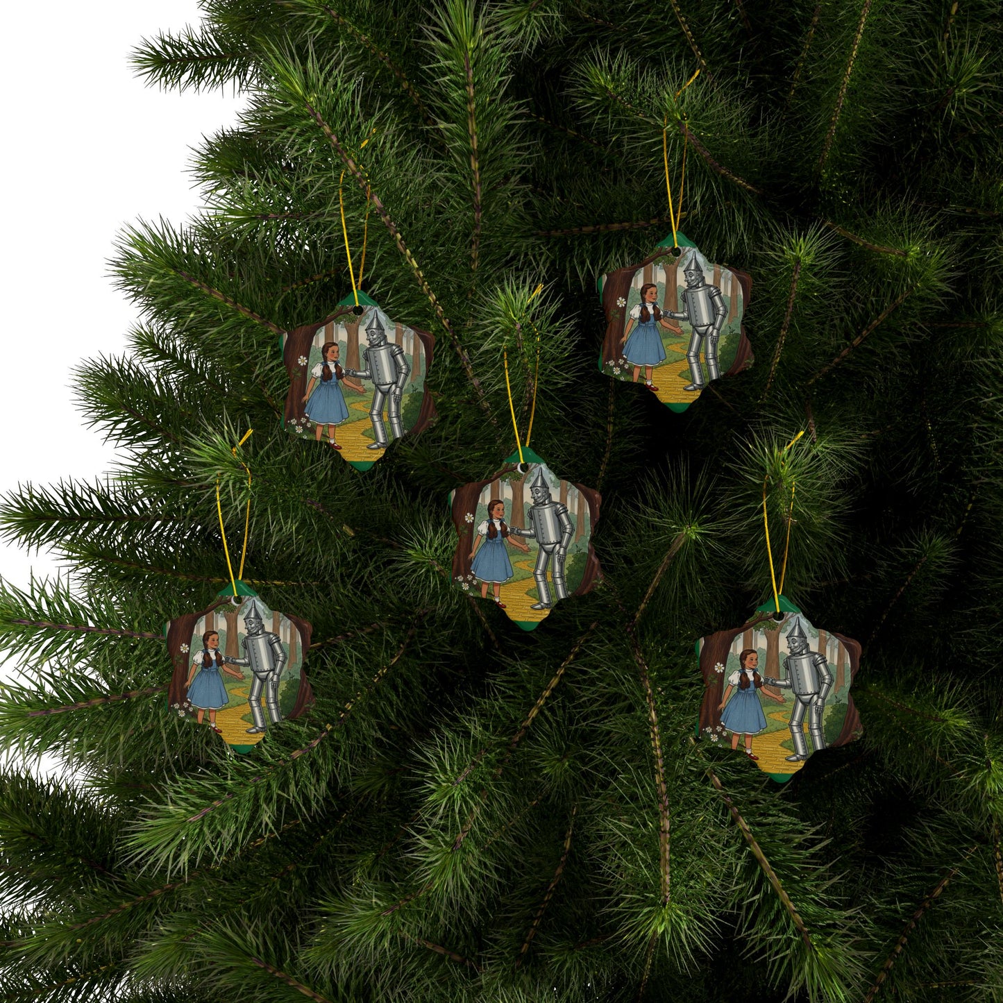 Whimsical Ceramic Ornaments, Wizard of Oz Decor, Holiday Tree Decorations, Unique Gifts for Kids, Magical Keepsakes, 2-Sided Print