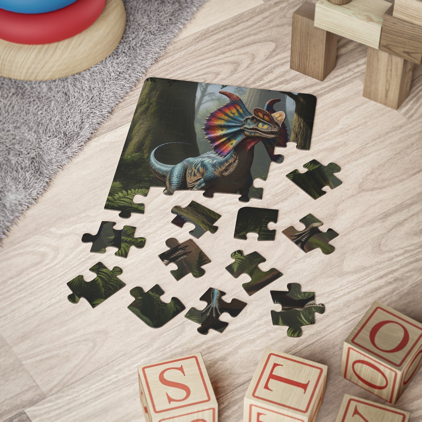 Dilophosaurus Dinosaur Adventure Kids' Jurassic Puzzle, Fun Learning Toy, 30-Piece Educational Game for Kids, Family Entertainment