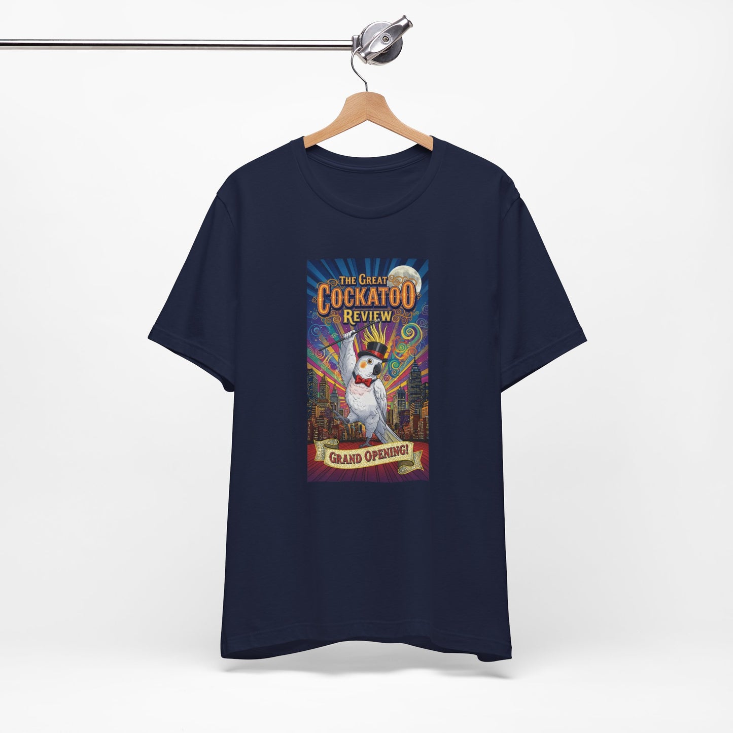 Grand Opening Cockatoo Review Tee - Funny Bird Graphic T-Shirt, Unique Gift for Cockatoo Owners, Casual Wear, Animal Lover Shirt