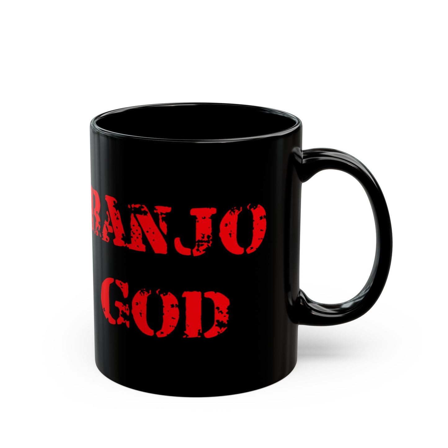 Rock & Roll Banjo God Mug - Black 11oz & 15oz Coffee Cups - Funny Banjo Player - Schmartypants