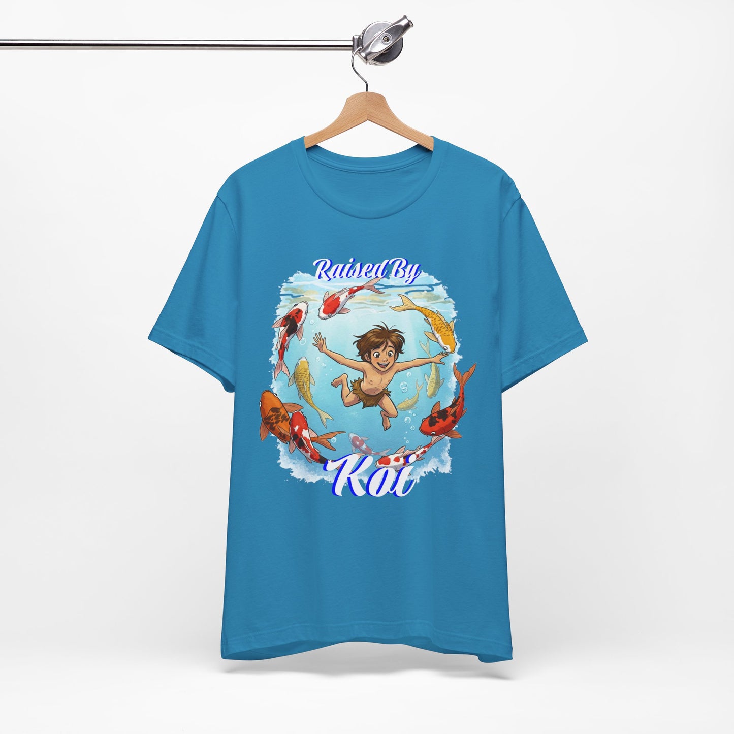 'Raised By Koi; Unisex Jersey Tee - Funny Graphic Tee for Aquatic Lovers, Cute Gift for Birthdays, Casual Wear, Summer Fashion, Relaxed Style - Schmartypants