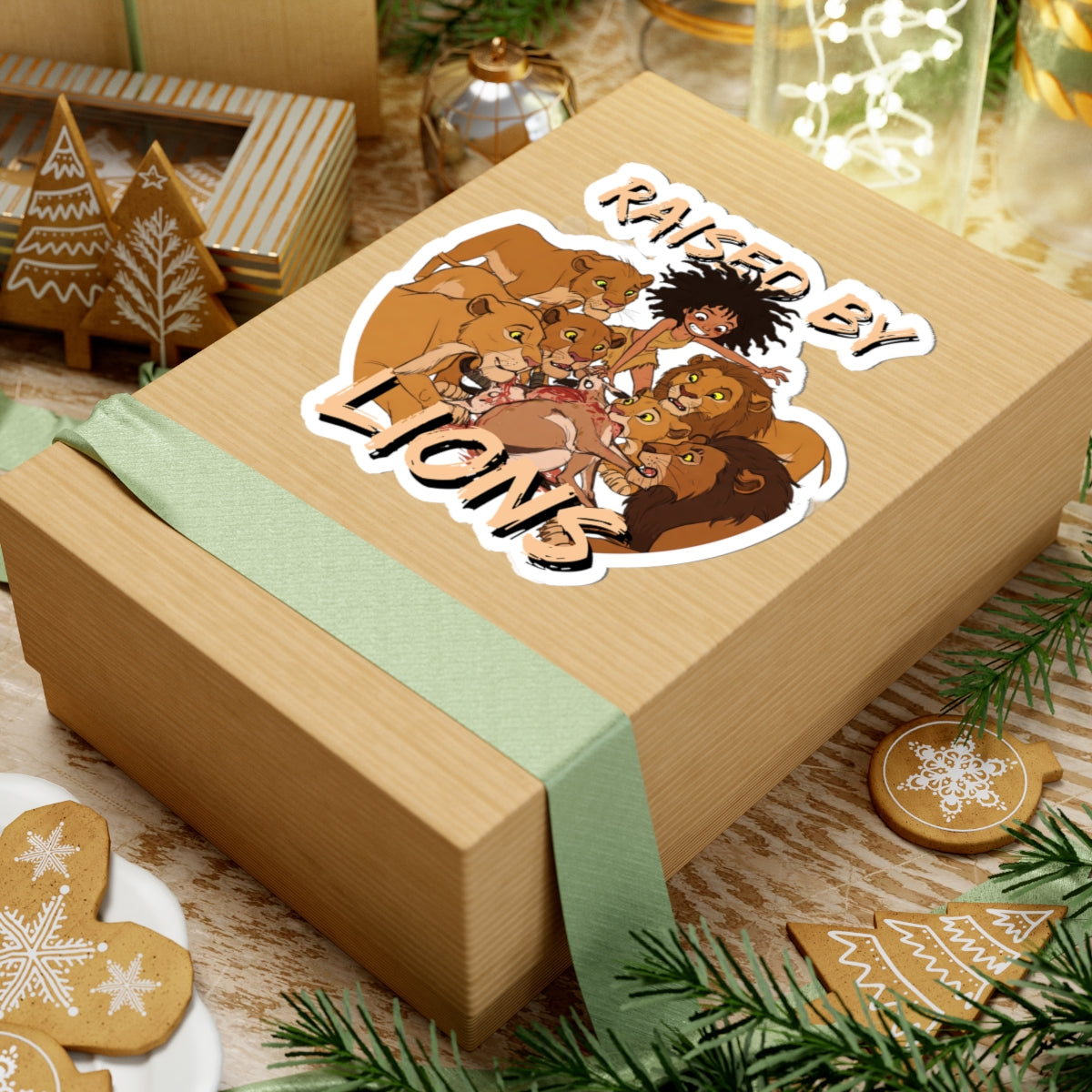 Raised by Lions Stickers - Funny Animal-Inspired Designs for Kids & Nature Lovers - Schmartypants