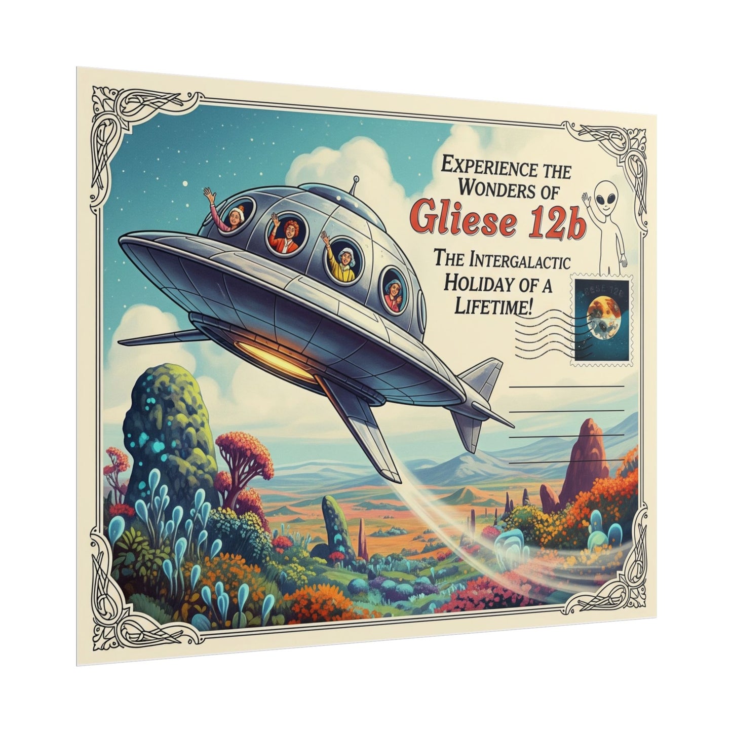 Galactic Adventure Poster, Futuristic Wall Art, Retro Space Travel Decor, Alien Theme Art, Gift for Sci-Fi Lovers