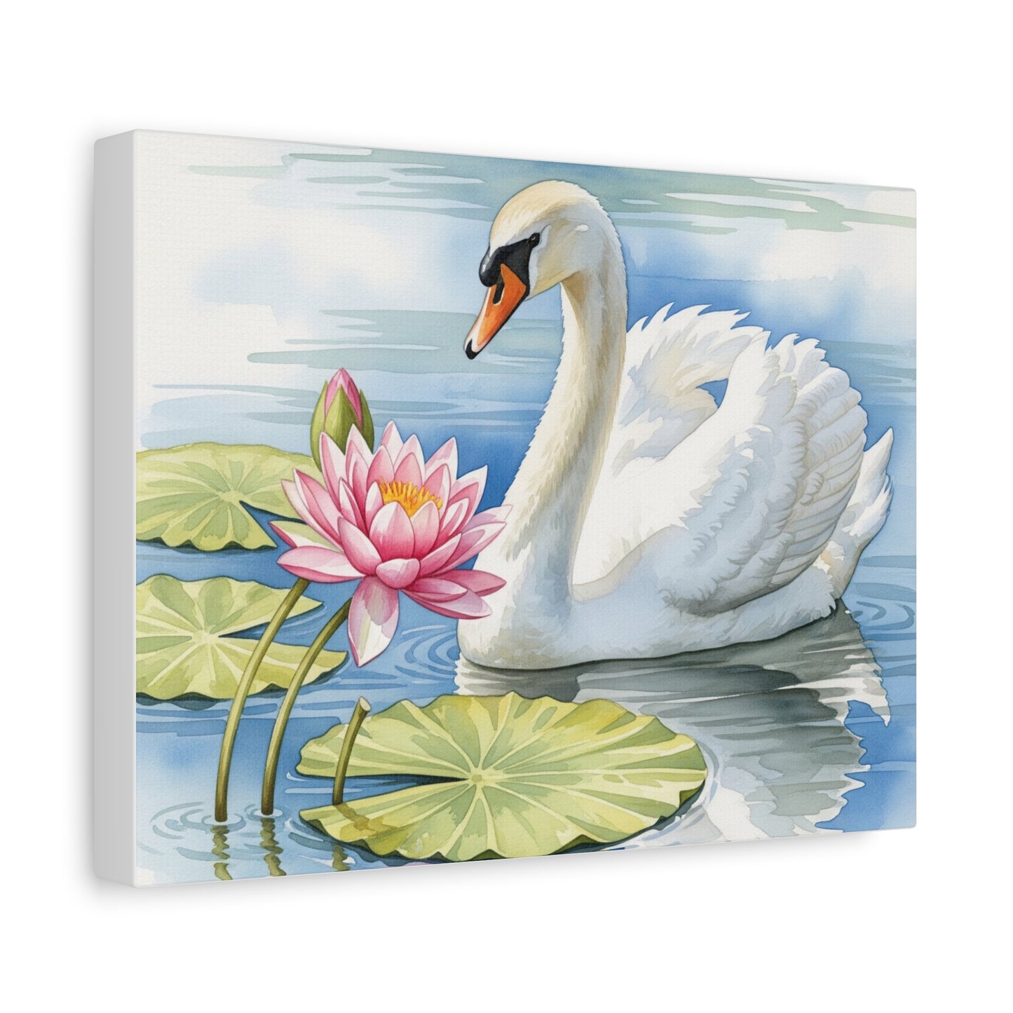 Swan and Lotus Canvas Art, Home Décor, Nature Wall Art, Gift for Nature Lovers, Floral Artwork