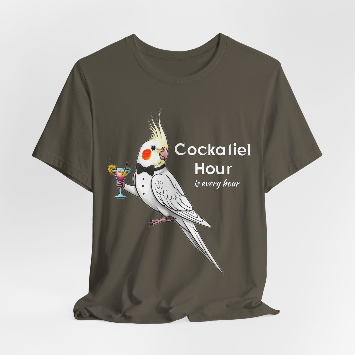 Cockatiel Hour Unisex Tee - Fun Bird Lover T-Shirt, Casual Wear, Gift for Bird Enthusiasts, Animal Lover Gift, Unique Graphic Tee
