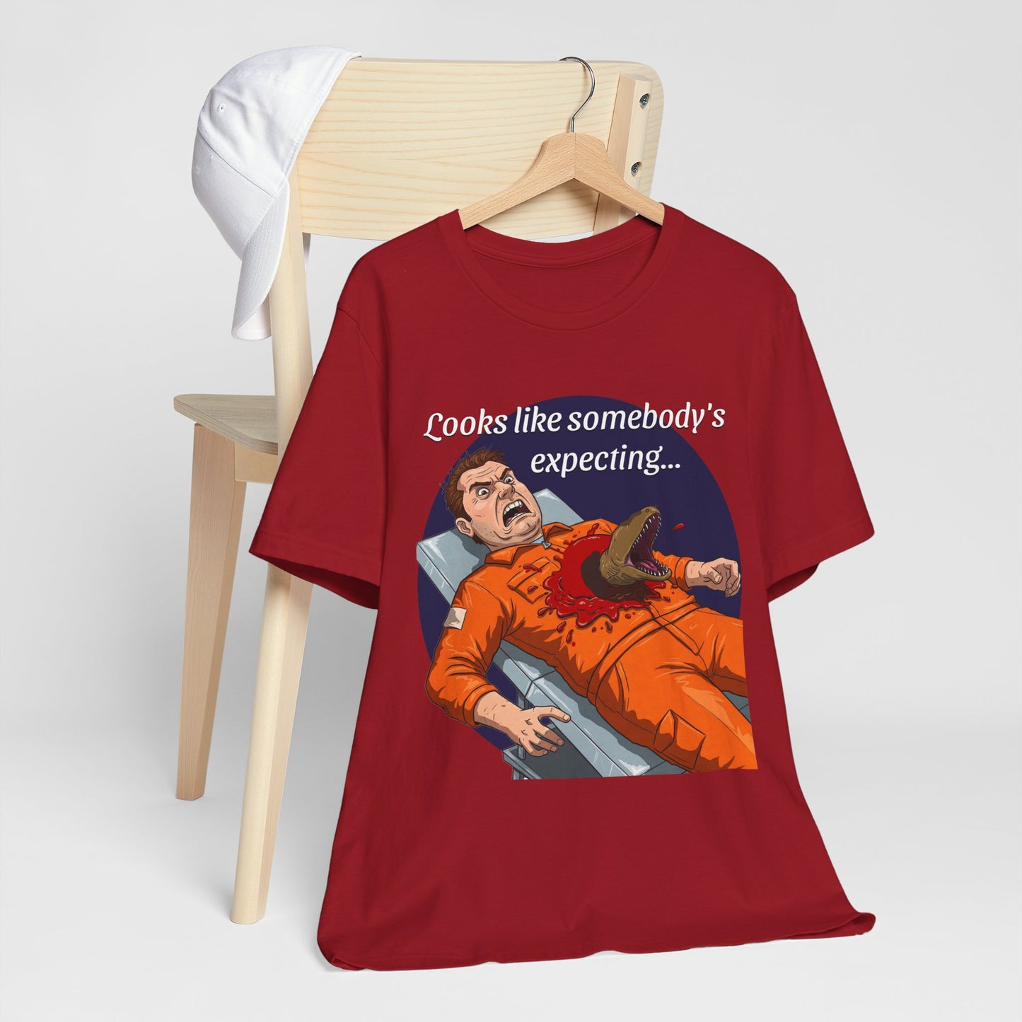 Maternity Tee for Sci-Fi Lovers, Funny Space Station Crew Member Giving Birth, Alien Movie Fan Shirt