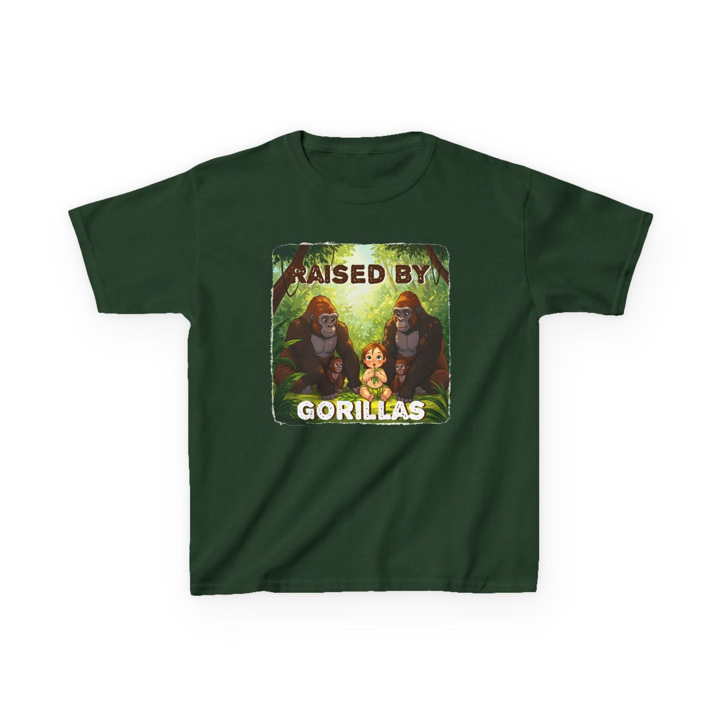 Funny Adorable 'Raised by Gorillas' Kids Tee - Fun Jungle Adventure T-Shirt - Schmartypants