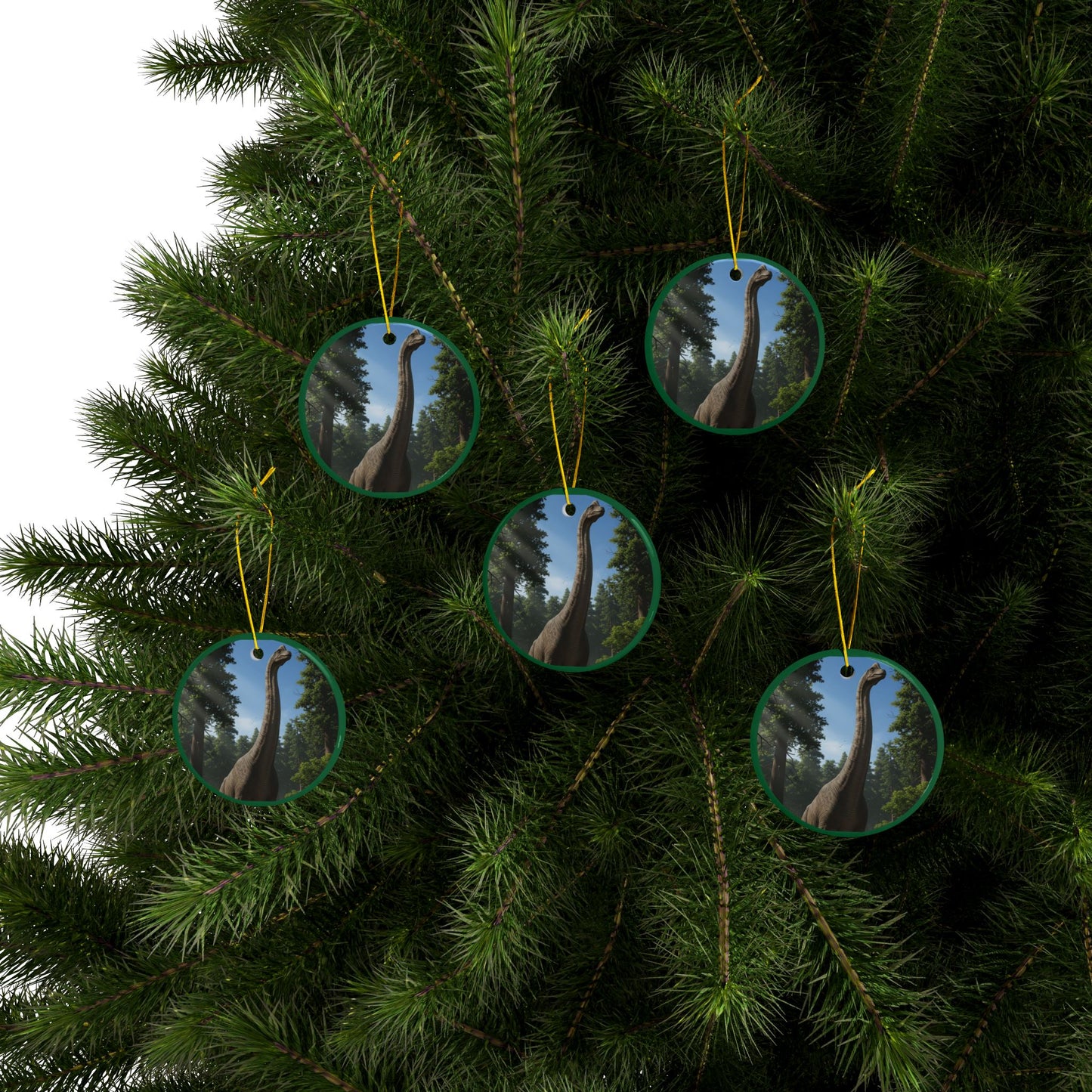 Brachiosaurus Dinosaur Ceramic Ornaments, Eco-Friendly Holiday Decor, Gifts for Kids, Tree Decorations, Two-Sided Prints