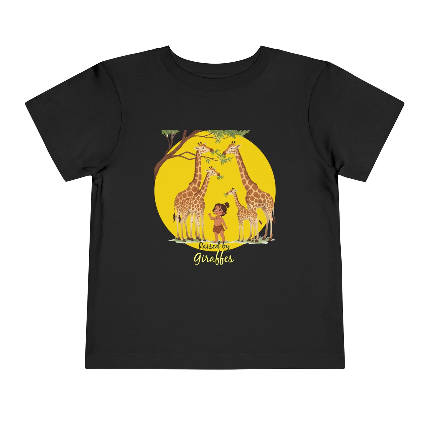 Cute Toddler Short Sleeve Tee - Funny 'Raised by Giraffes' Design - Schmartypants