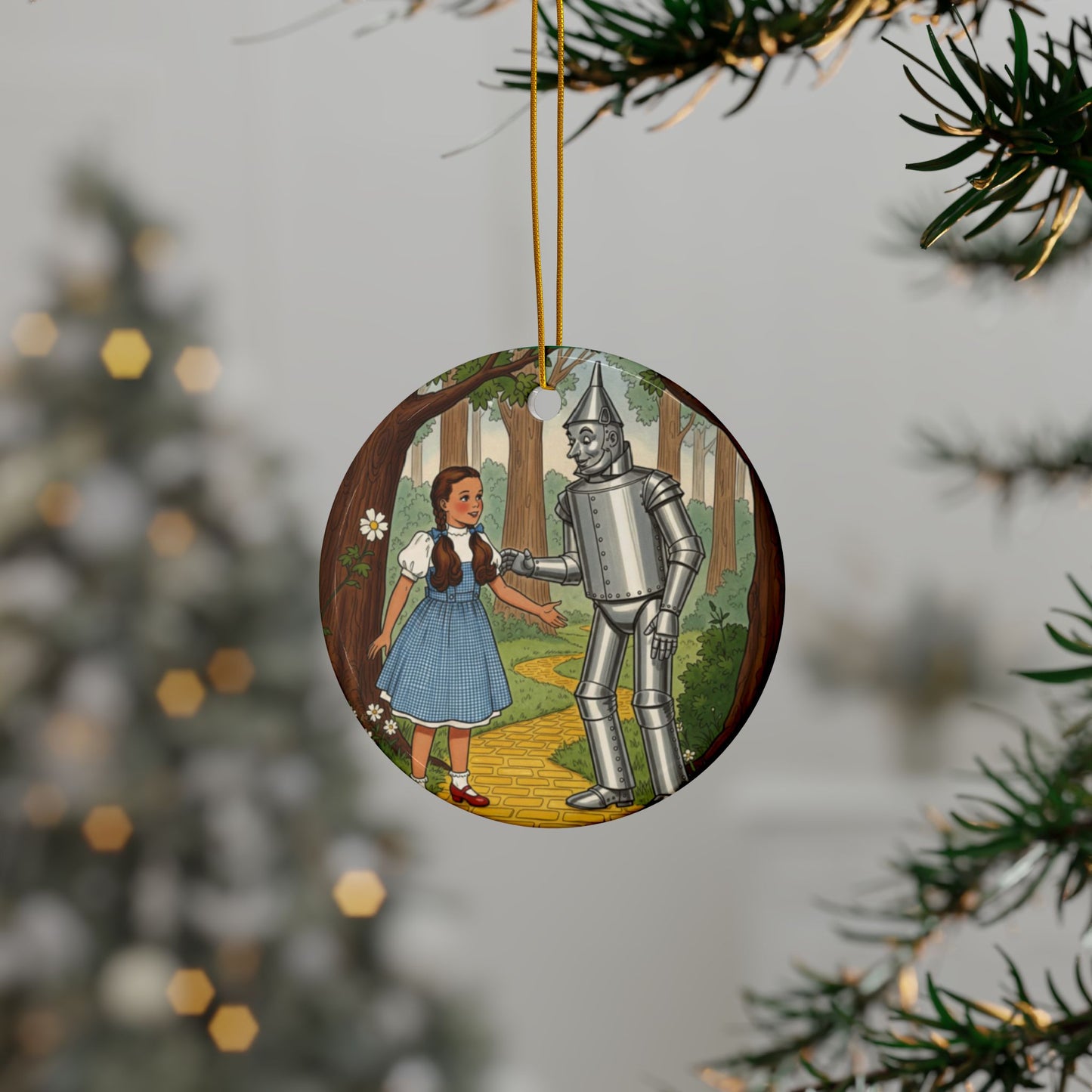 Whimsical Ceramic Ornaments, Wizard of Oz Decor, Holiday Tree Decorations, Unique Gifts for Kids, Magical Keepsakes, 2-Sided Print