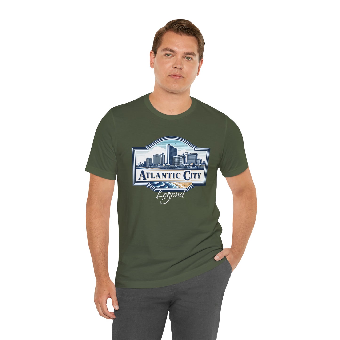 Atlantic City Legend Tee - Unisex Jersey Shirt, Cool Graphic Tee, Casual Wear, Vacation Souvenir, Travel Gift, Beach Outfit
