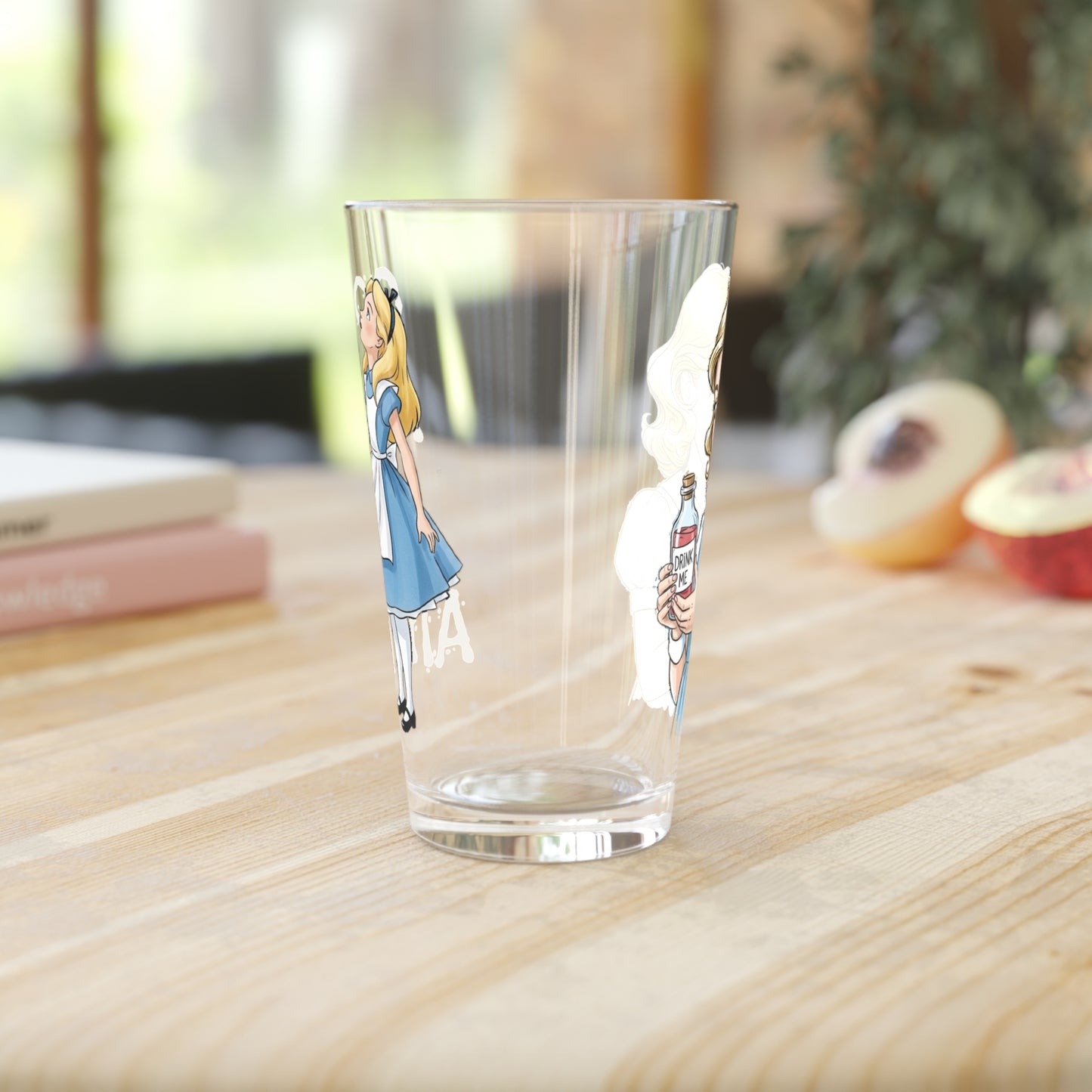 Alice in Wonderland 'Drink Me' Pint Glass, 16oz, 'Go Ask Alice' Fantasy Novelty Glassware, Fun Drinkware