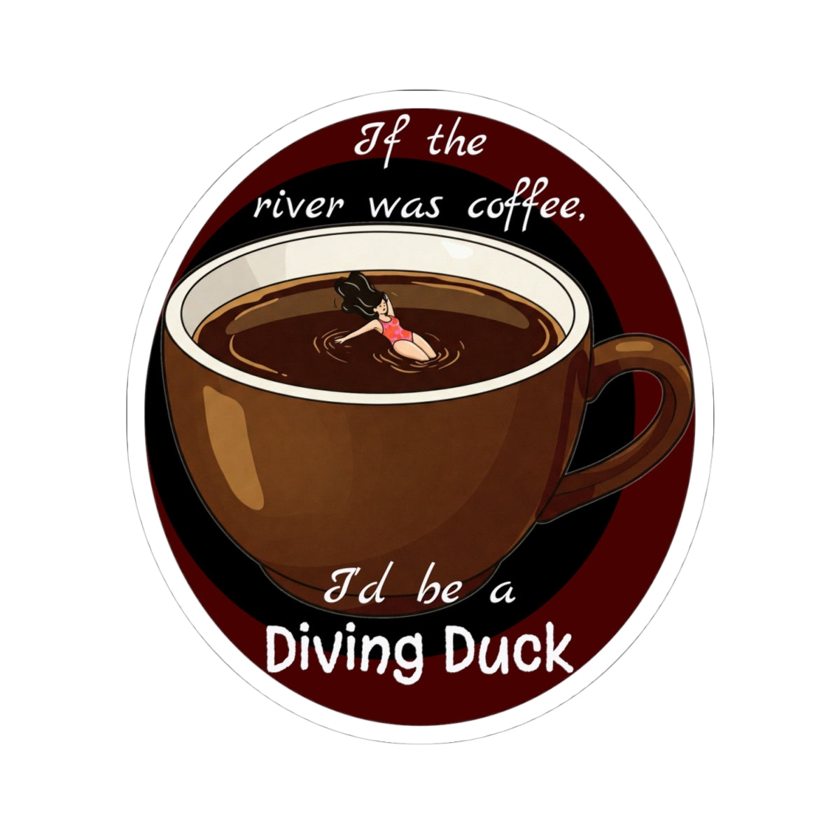 Funny Diving Duck Coffee Kiss-Cut Stickers | Perfect for Coffee Lovers - Female Diver - Schmartypants