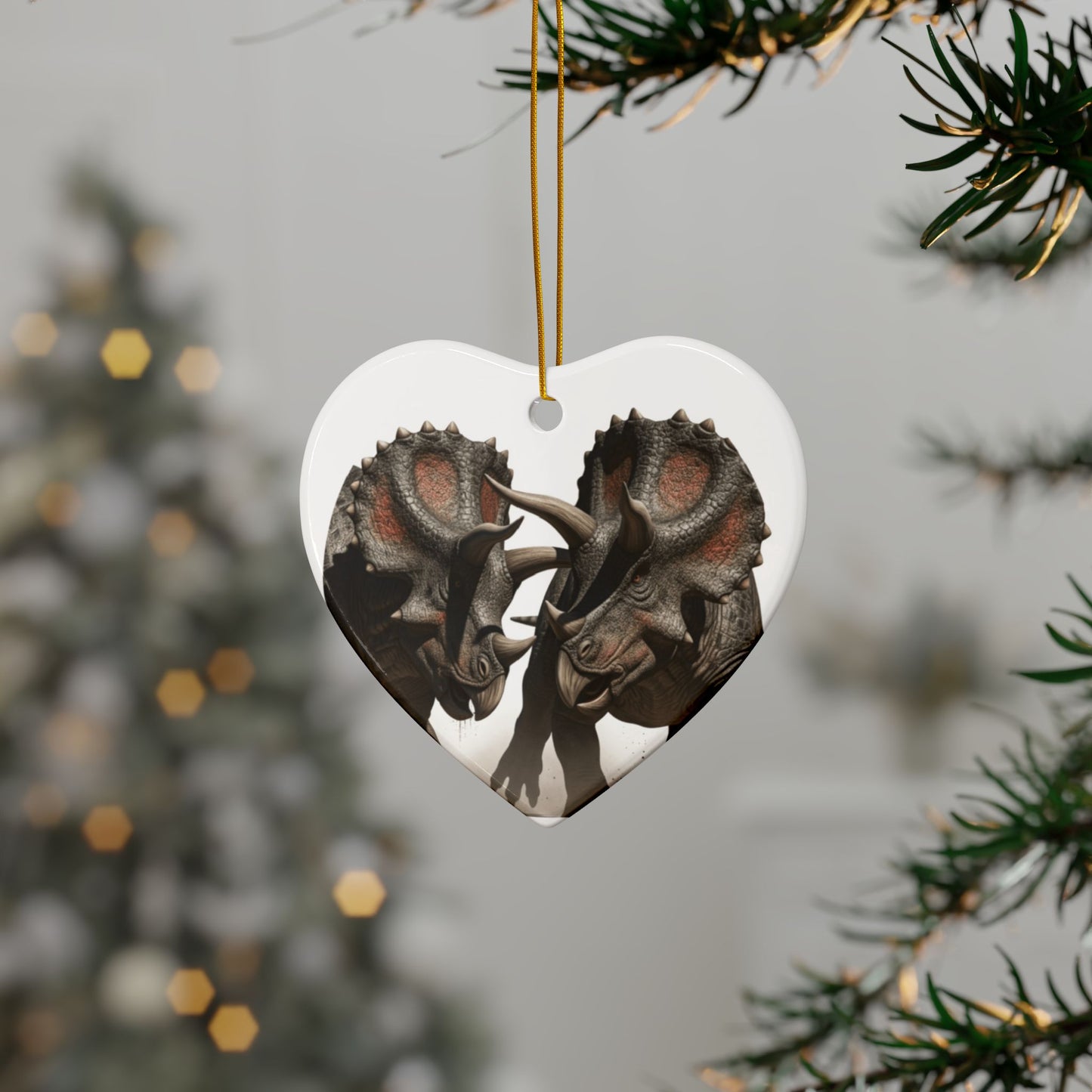 Triceratops Ceramic Jurassic Era Dinosaur Christmas Tree Ornaments - Jurassic Era Keepsakes, Collectibles, Party Favors