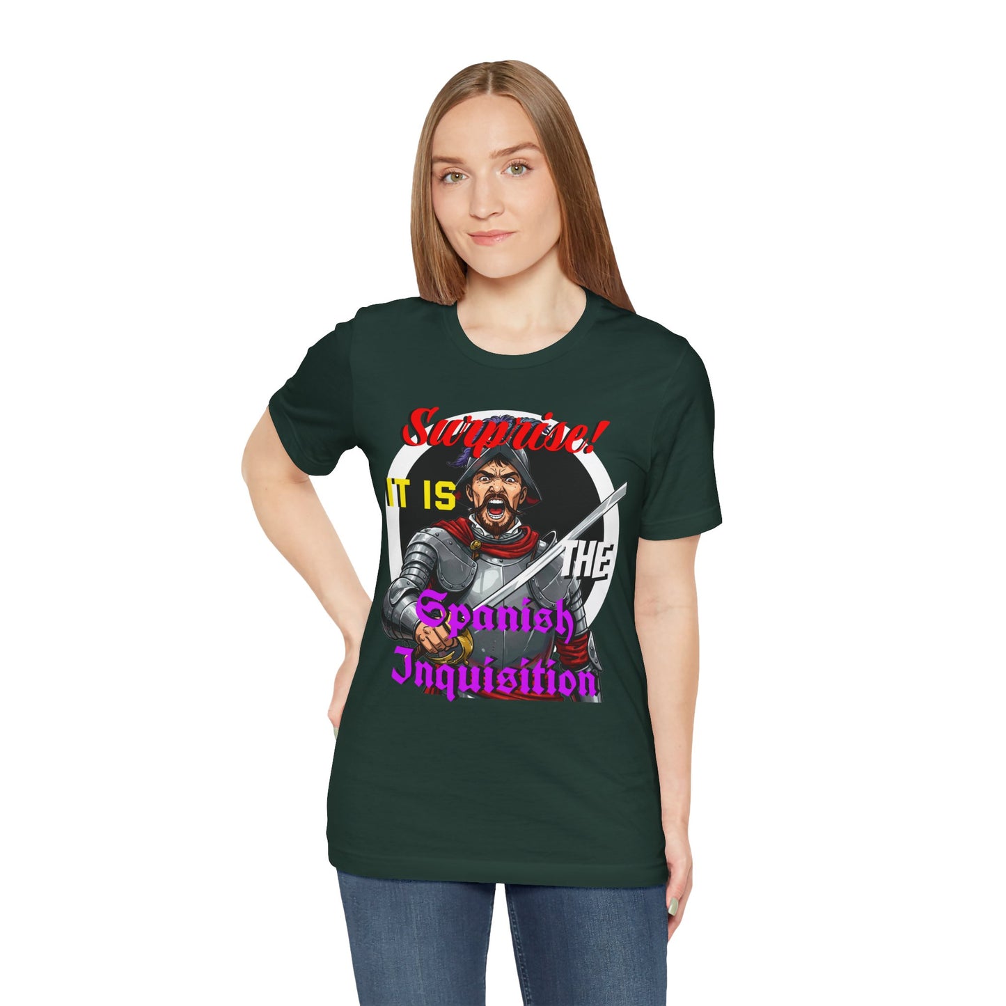 Hilarious Spanish Inquisition T-Shirt, British Humor Tee, Unisex Short Sleeve, Ideal for Parties, Gifts, Comedy Lovers