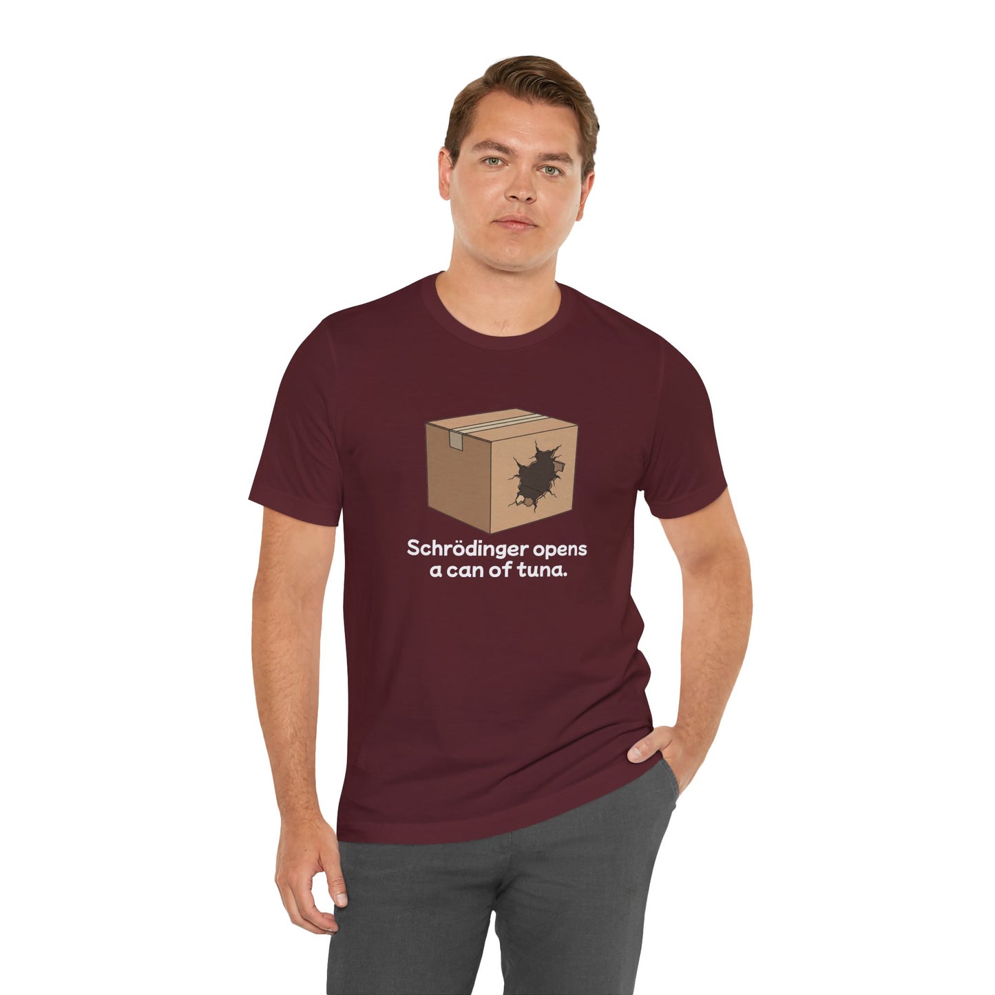 Funny Science Tee: Schrödinger's Cat Hears a Can Opener, Gift for Nerds, Science Lovers, Casual Wear, Unisex T-Shirt, Humor Apparel