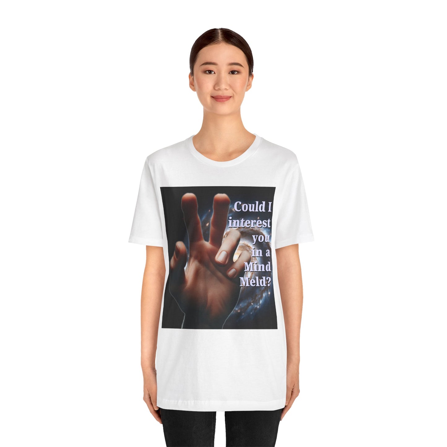 'Could I Interest You in a Mind Meld?' Graphic Tee - Hilarious Unisex Short Sleeve Shirt for Sci-Fi Lovers, Star Trek Fans, & Casual Wear - Schmartypants