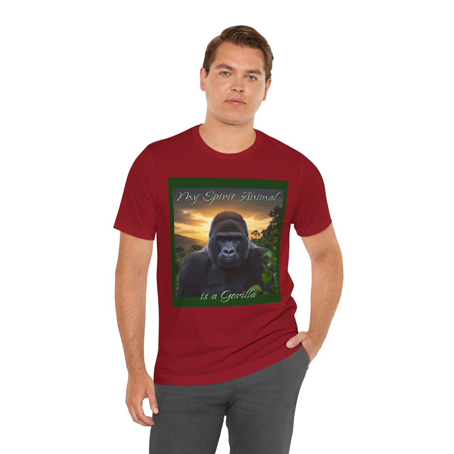 'My Spirit Animal is a Gorilla' T-Shirt - Beautiful Unisex Jersey Tee for Animal Lovers, Conservationists - Schmartypants