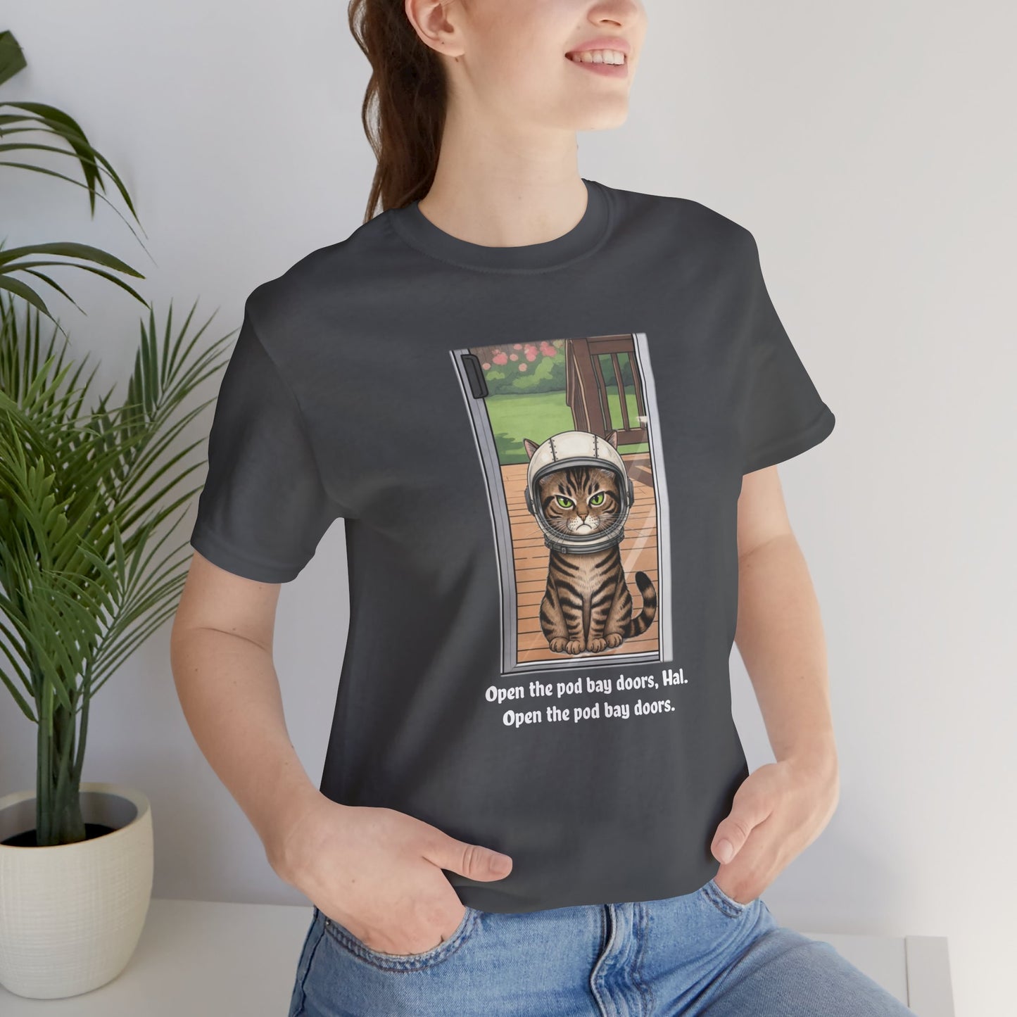 Cat Astronaut Tee, Funny Cat Shirt, Cat Lover Gift, Space Sci-Fi Tee, Hal 2001 Humor Shirt, Unisex Jersey Tee