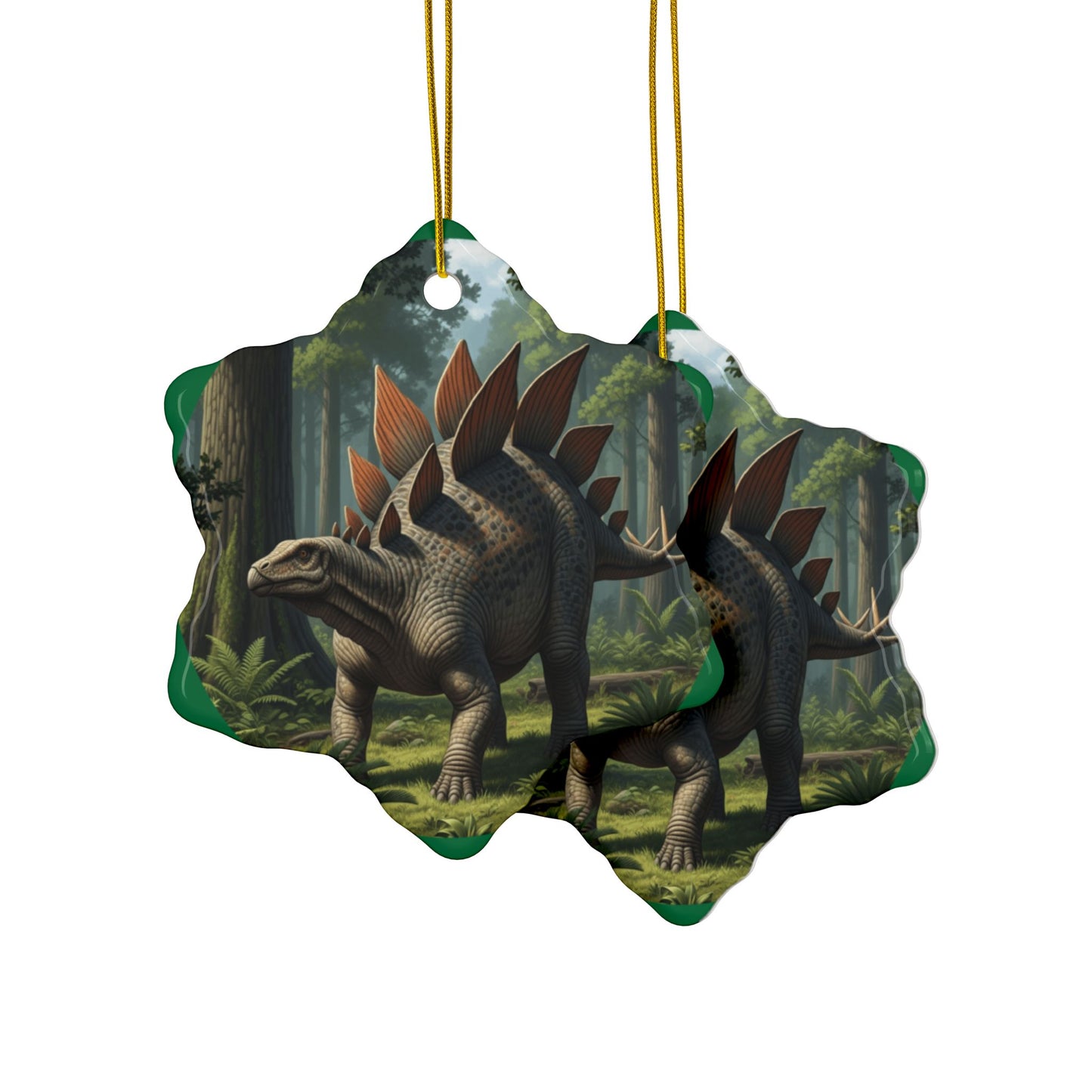 Stegasaurus Jurassic Era Dinosaur Ceramic Christmas Tree Ornaments, Keepsakes, Collectibles, Party Favors