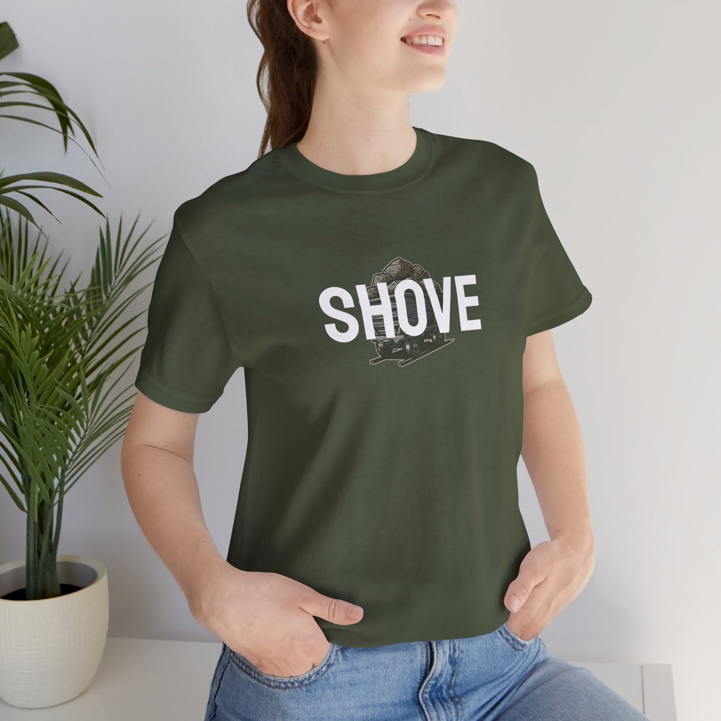 Athletic Spirit SHOVE Unisex Tee, Baseball Player Gift, Sports Fan Shirt, Inspirational Athlete Top, Underdog Competition Statement Piece