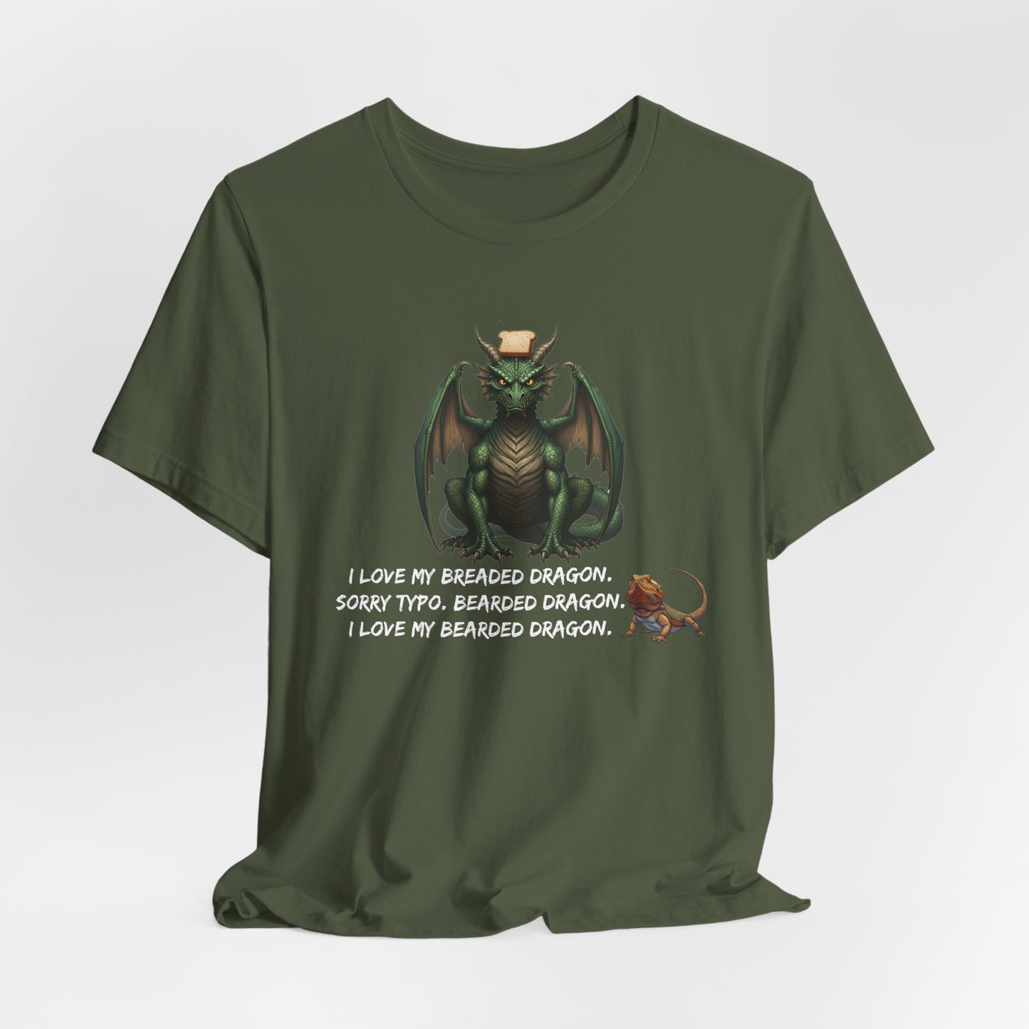 Funny Bearded Dragon Typo Unisex Tee, I Love Breaded Dragons Sorry Typo, Bearded Dragon Shirt, Pet Owner Gift, Reptile Lover Shirt, Dragon
