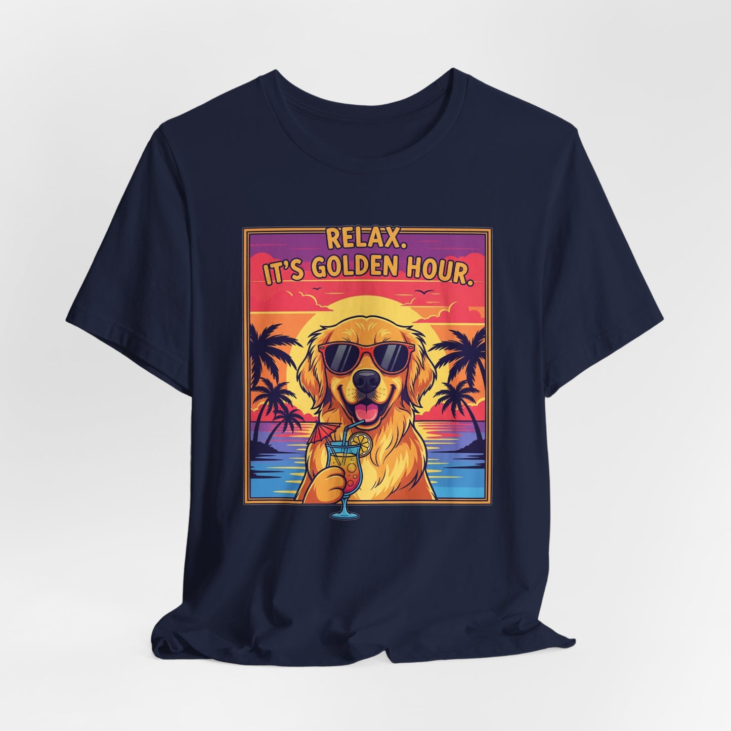 Golden Hour Golden Retriever Tee - Relax It's Golden Hour Shirt, Dog Lover Gift, Summer Vibes Tee, Vacation Outfit, Funny Pet Shirt