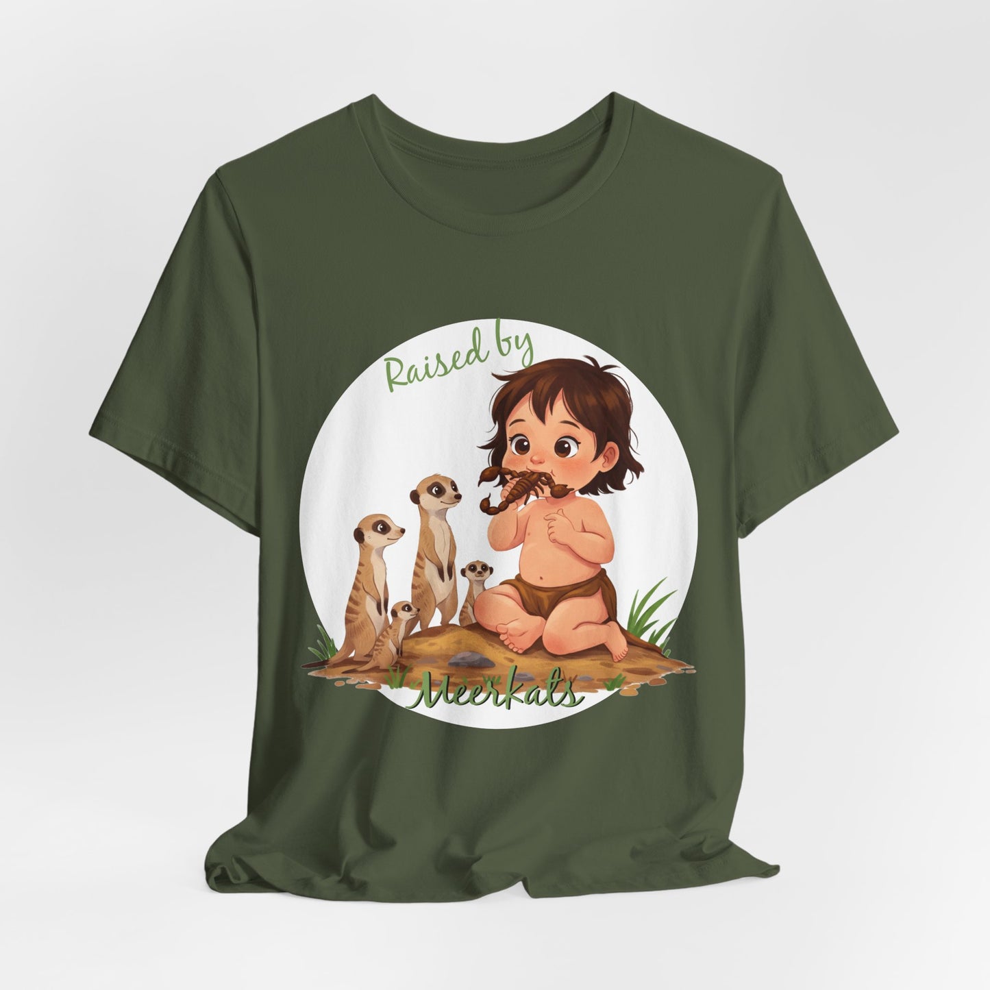 Funny Meerkat Tee - "Raised by Meerkats" Unisex Jersey Short Sleeve Shirt - for Meerkat and Wildlife Lovers - Schmartypants