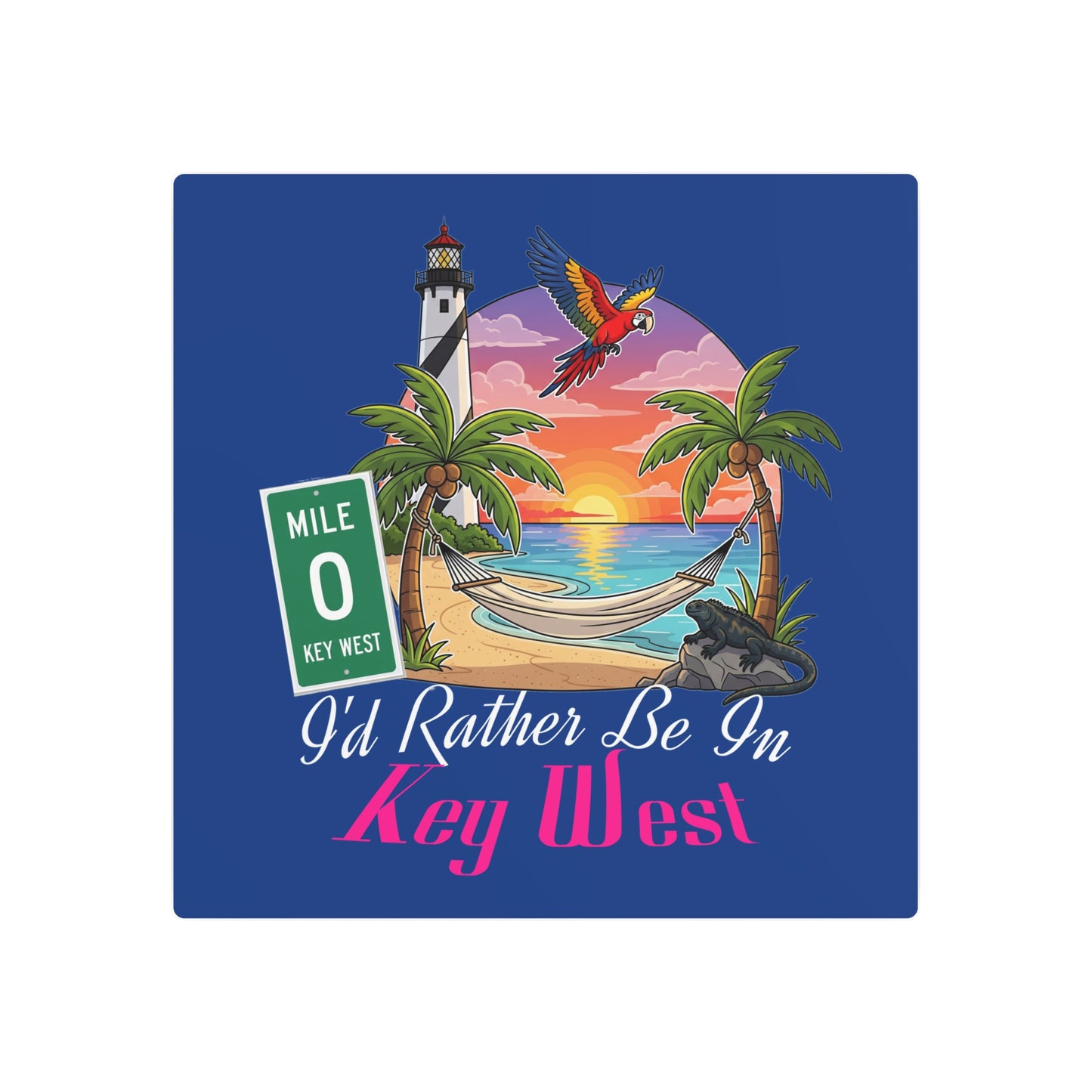 Metal Art Sign, 'I'd Rather Be In Keywest' Beach Lifestyle Decor, Key West Florida Souvenir, Home Bar Wall Art, Coastal Theme Sign,