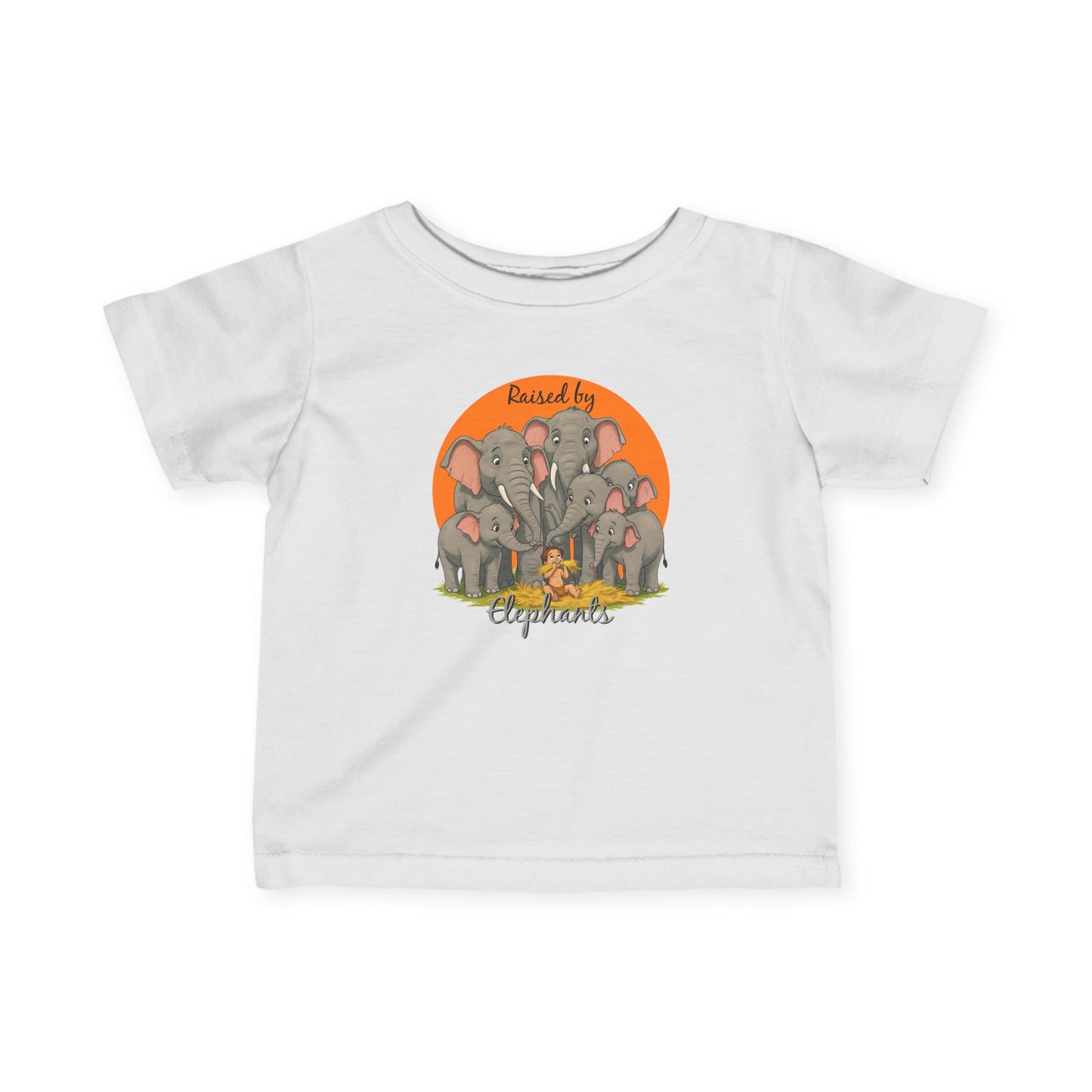 Cute Funny Elephant Theme Infant Tee - "Raised by Elephants" - Schmartypants