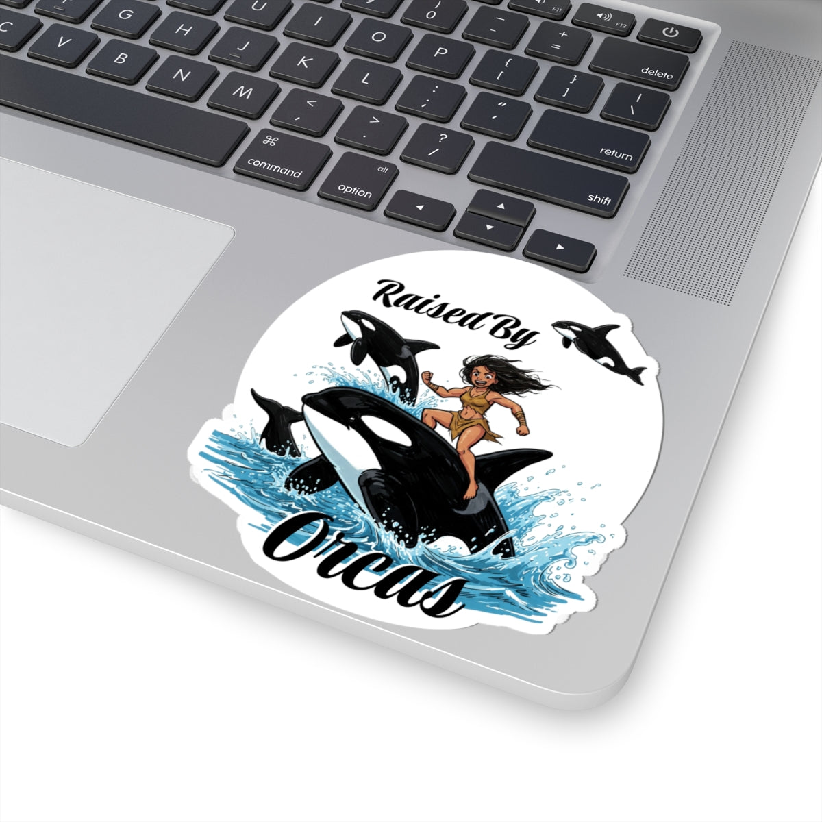 Funny 'Raised by Orcas' Stickers, Fun Nautical Decor, Coastal Vibes, Marine Life Gift, Raised By Orcas