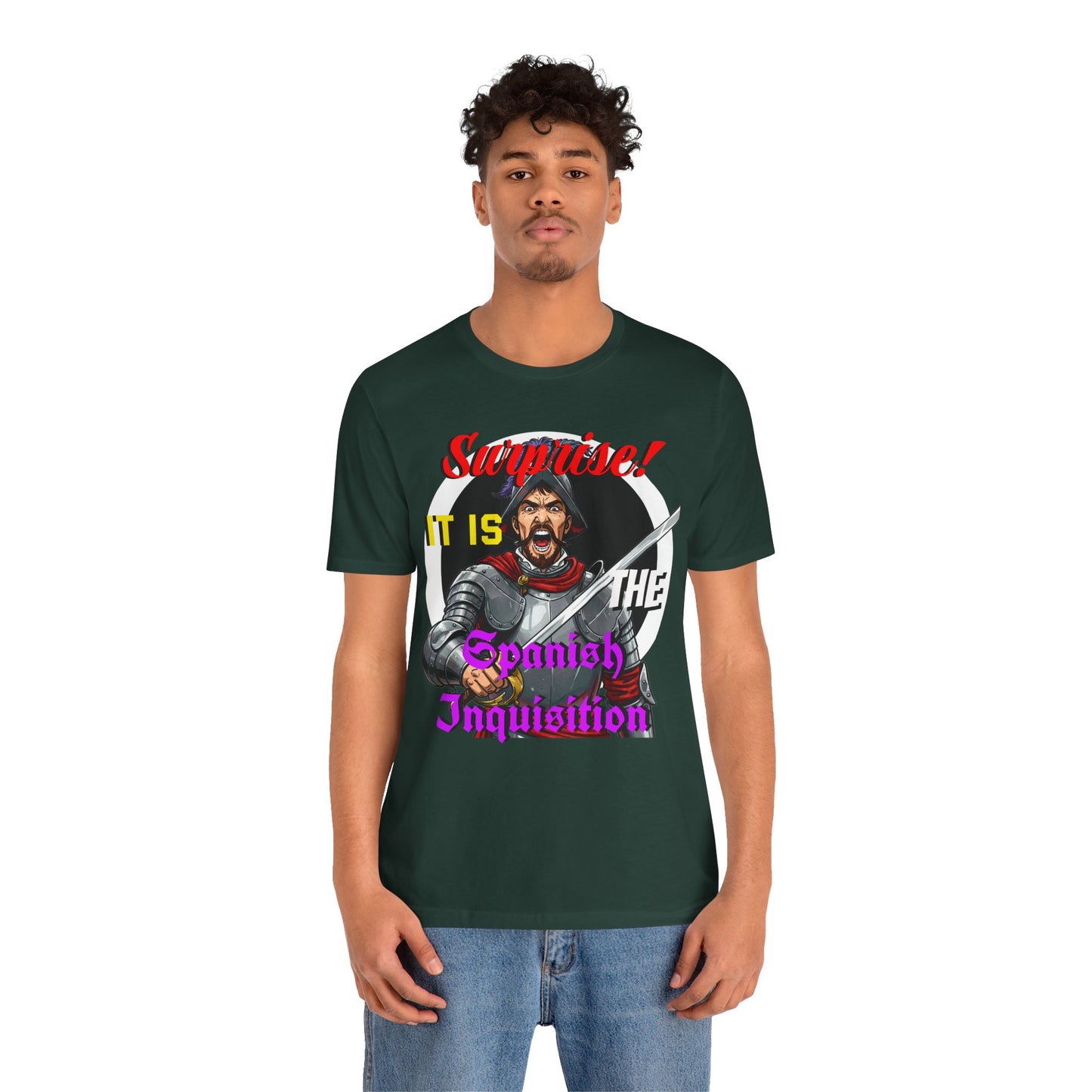 Hilarious Spanish Inquisition T-Shirt, British Humor Tee, Unisex Short Sleeve, Ideal for Parties, Gifts, Comedy Lovers
