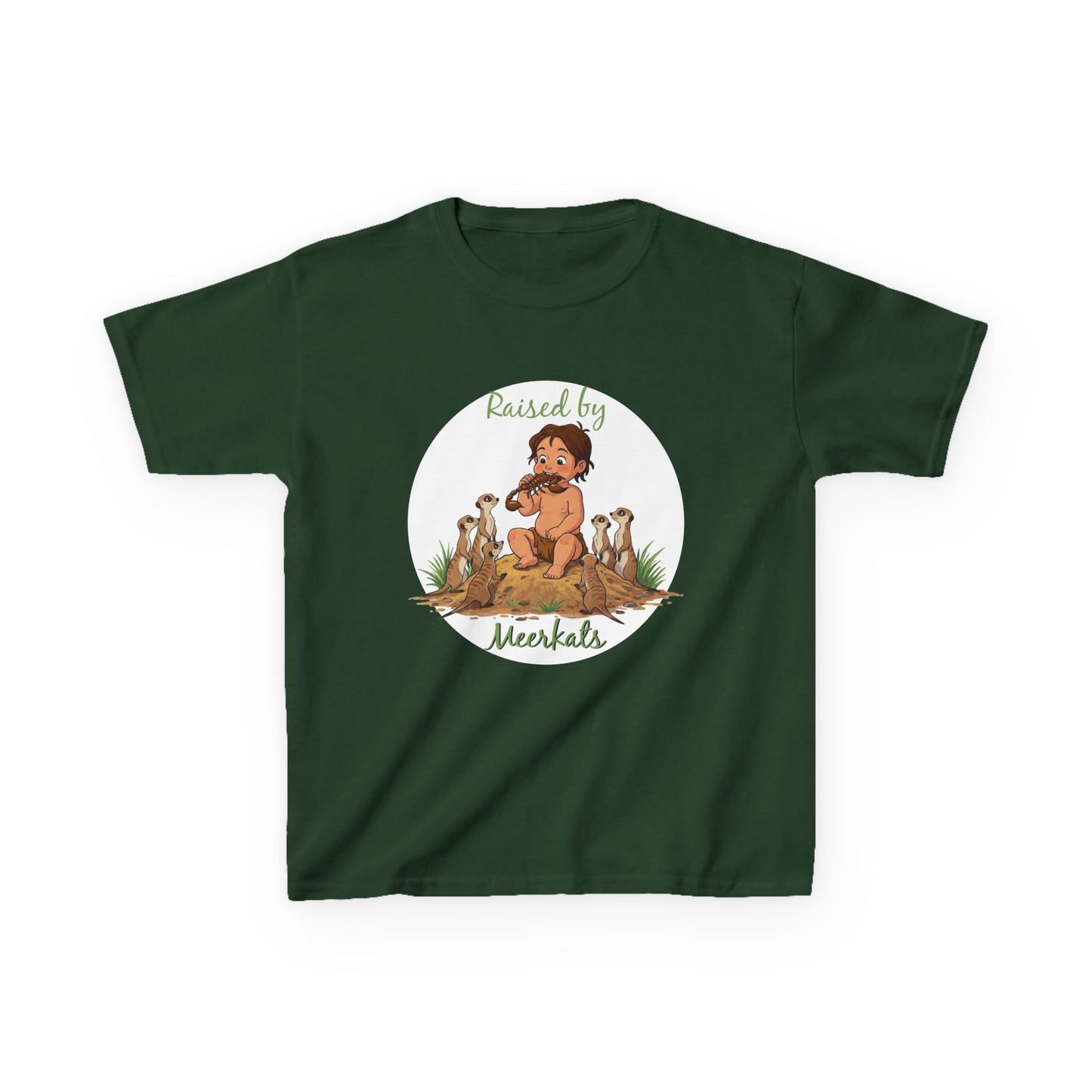 Kids Heavy Cotton™ Tee - Hilarious 'Raised by Meerkats' Design, Cute Animal Tee, Fun Kids T-Shirt, Playful Gift for Animal Lovers, Birthday or Holiday Outfit - Schmartypants