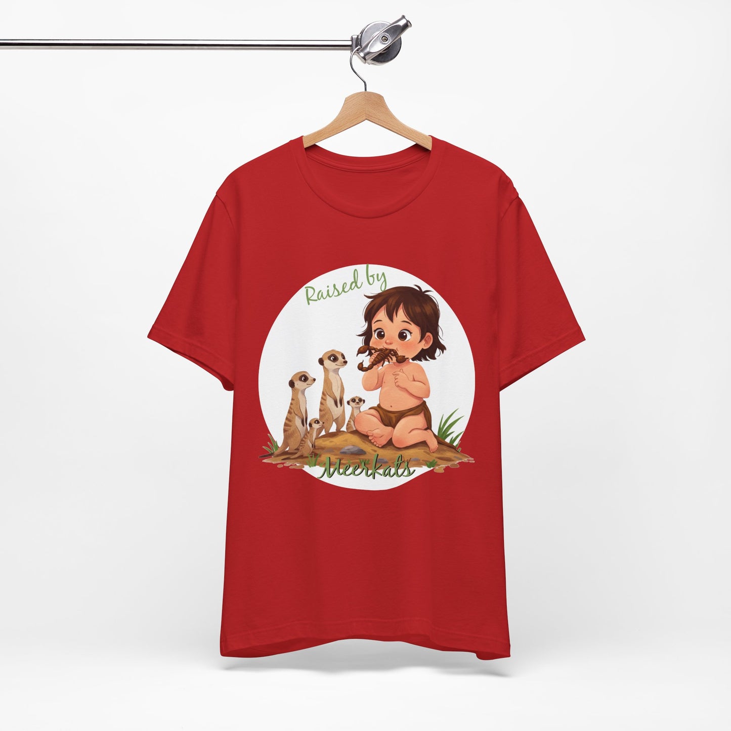 Funny Meerkat Tee - "Raised by Meerkats" Unisex Jersey Short Sleeve Shirt - for Meerkat and Wildlife Lovers - Schmartypants
