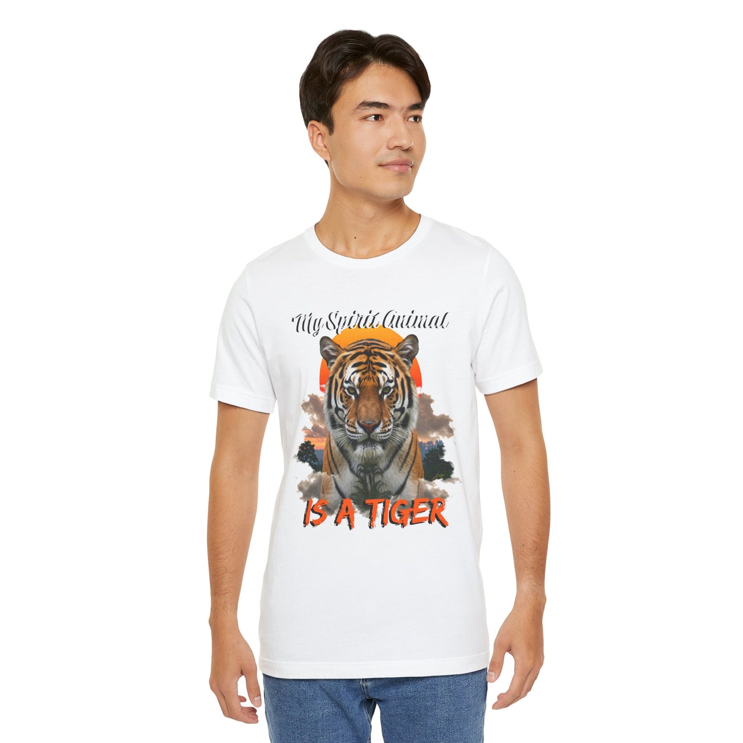 My Spirit Animal is a Tiger Tee - Unisex Jersey Short Sleeve T-Shirt, Inspirational Fierce Nature Apparel for Tiger Lovers, Casual Wear, Zoo
