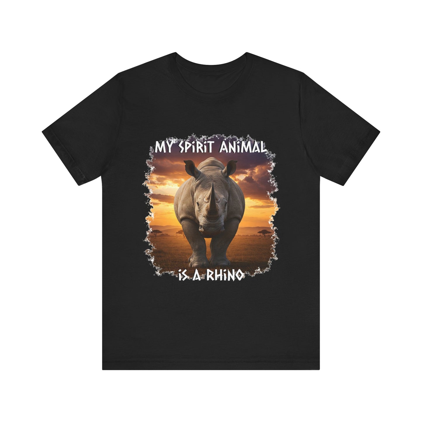 Rhino Spirit Animal Tee, Charging Rhinoceros Shirt for Nature Lovers, Zoo Outings, Safaris, Unisex Jersey Short Sleeve Tee