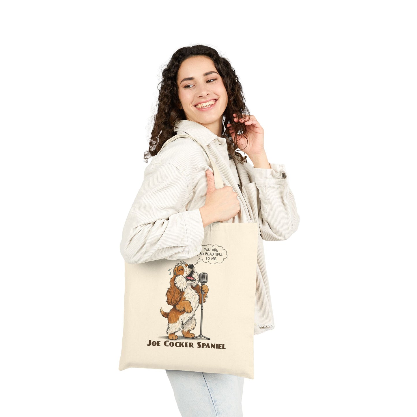 Humorous 'Joe Cocker Spaniel' Dog Lover Tote Bag, Art, Eco-Friendly Shopping Bag, Pet Gifts, Funny Animal Canvas Bag