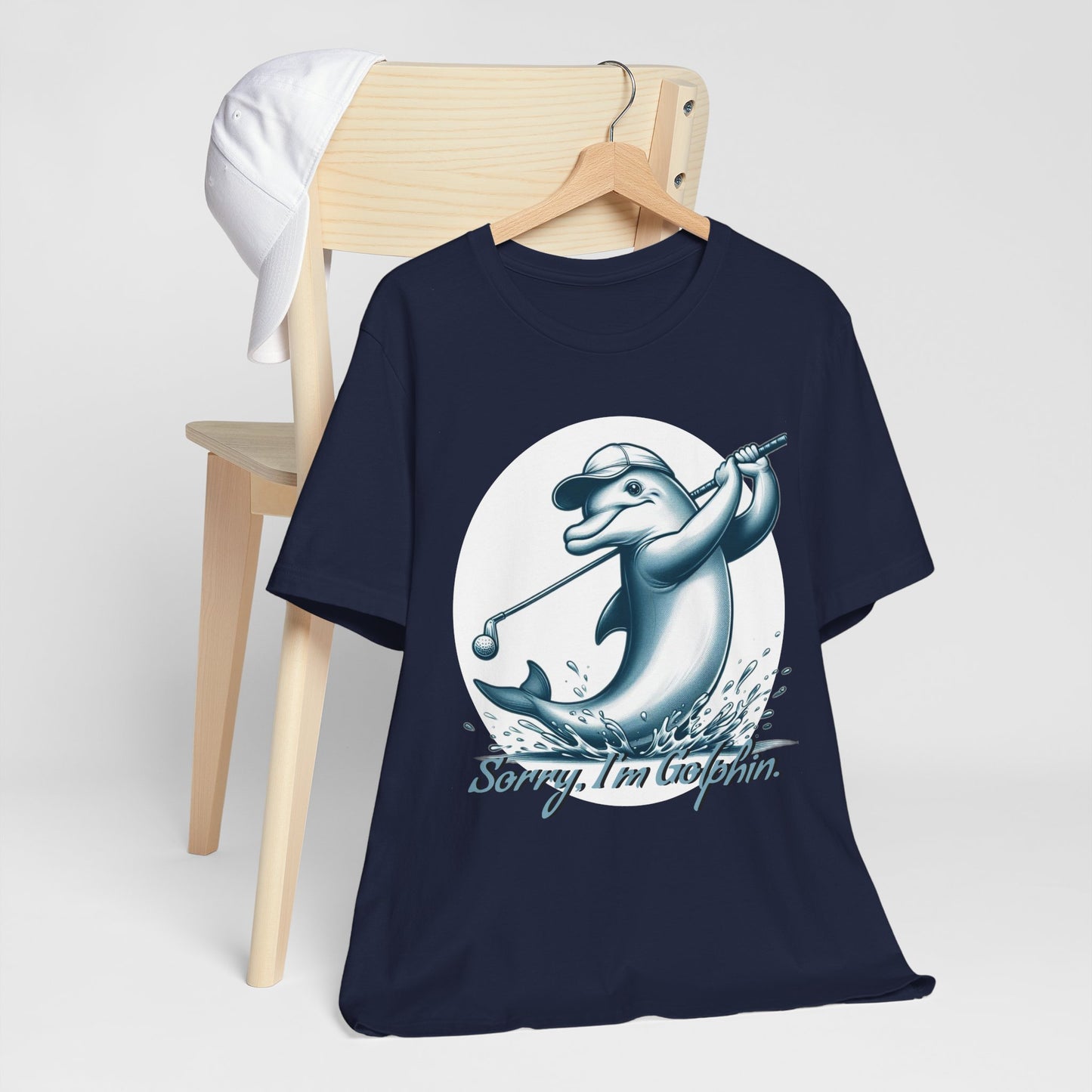 Funny Dolphin Golfing Tee - "Sorry, I’m Golphin" Unisex Jersey Short Sleeve Shirt - Dad Joke and Golfers Gift - Schmartypants